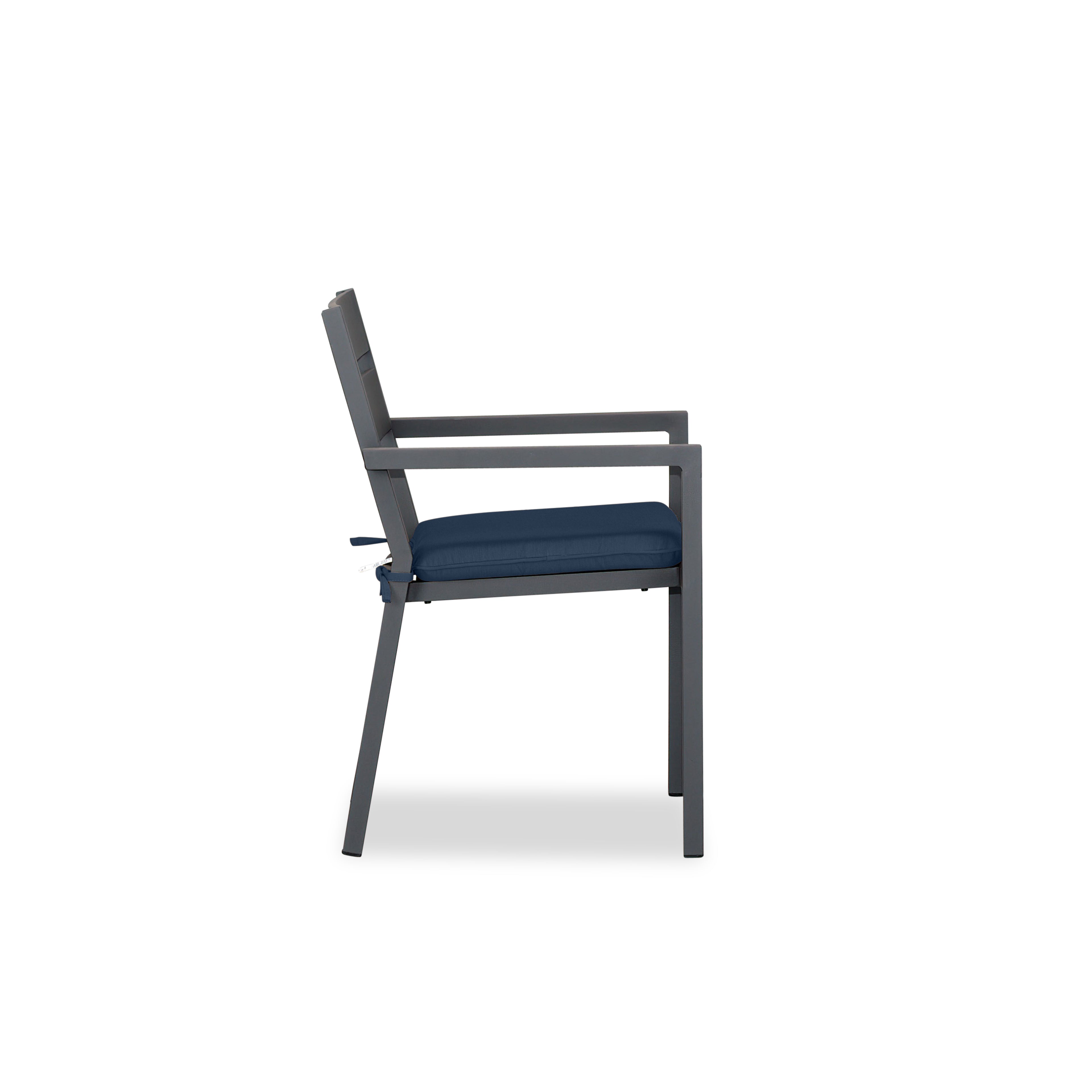 Pacifica Aluminum Dining Arm Chair#Finish_Slate#Fabric_Spectrum Indigo