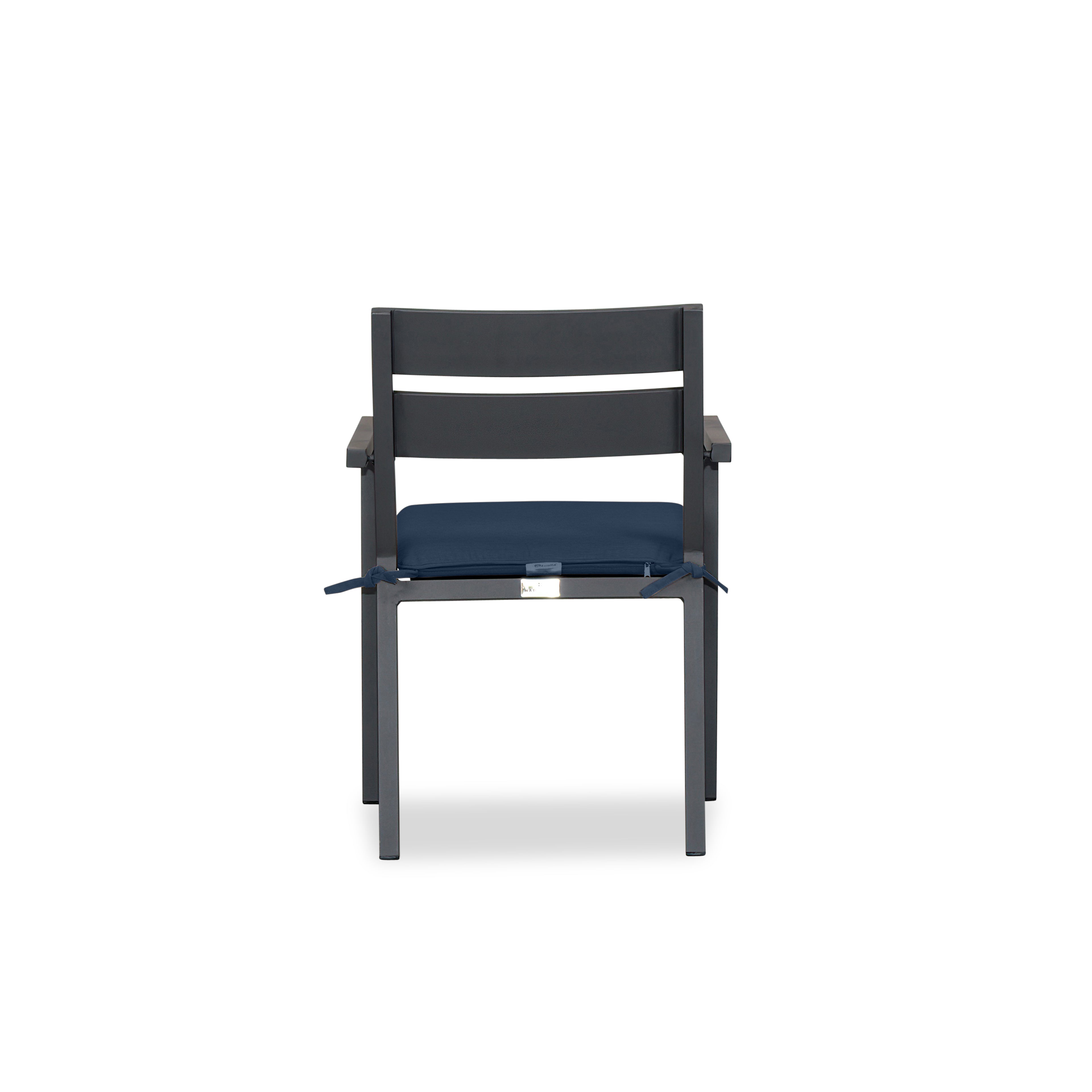 Pacifica Aluminum Dining Arm Chair#Finish_Slate#Fabric_Spectrum Indigo