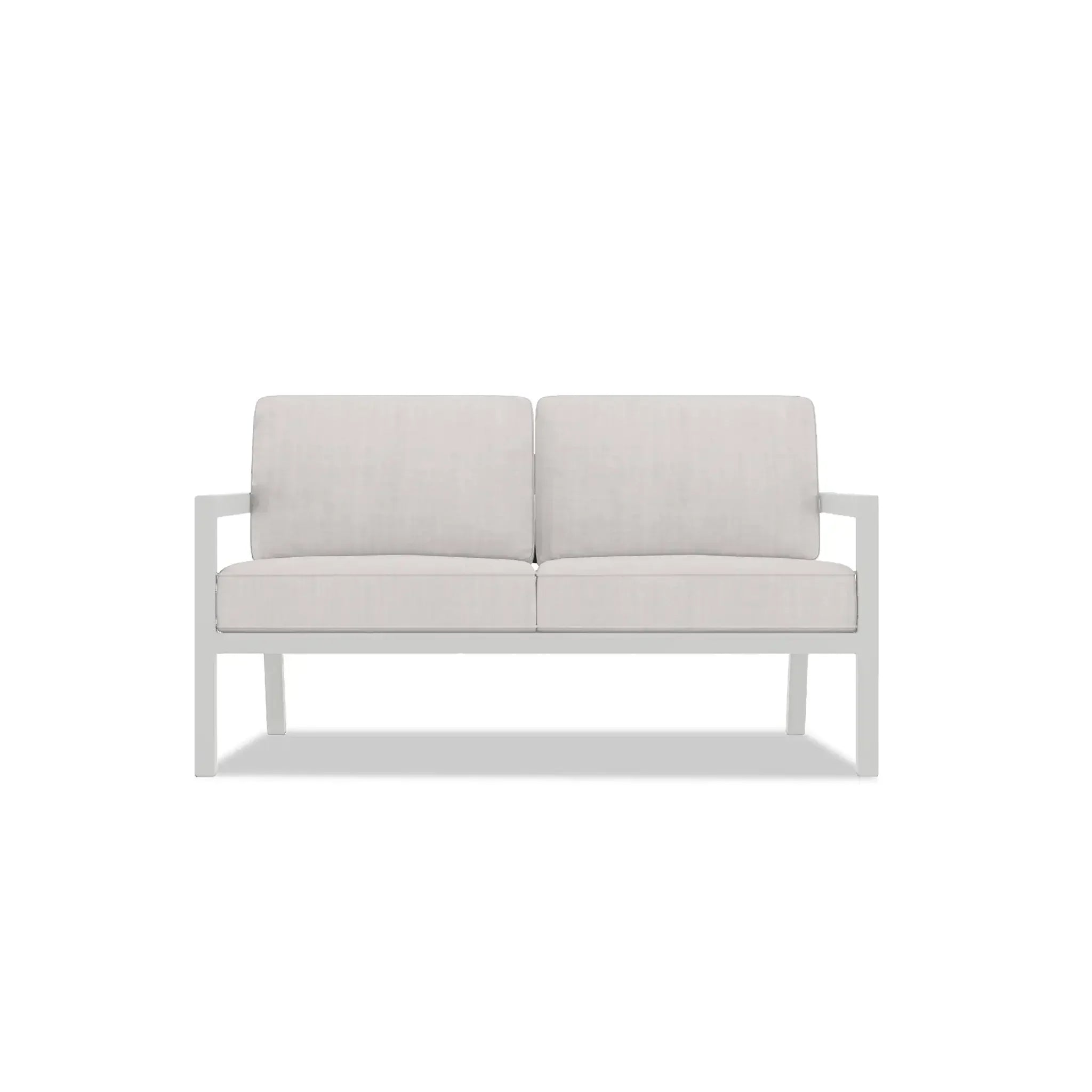 Pacifica 3 Piece Aluminum Loveseat Set#Finish_White#Fabric_Cast Silver