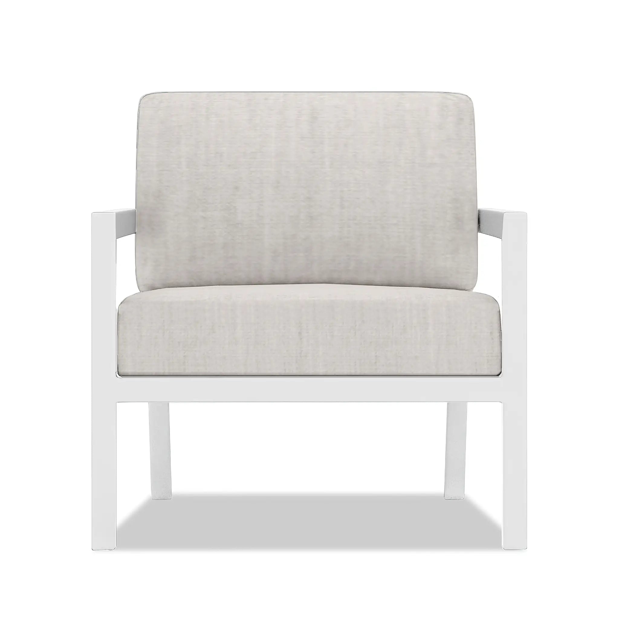 Pacifica Aluminum Club Chair#Finish_White#Fabric_Cast Silver