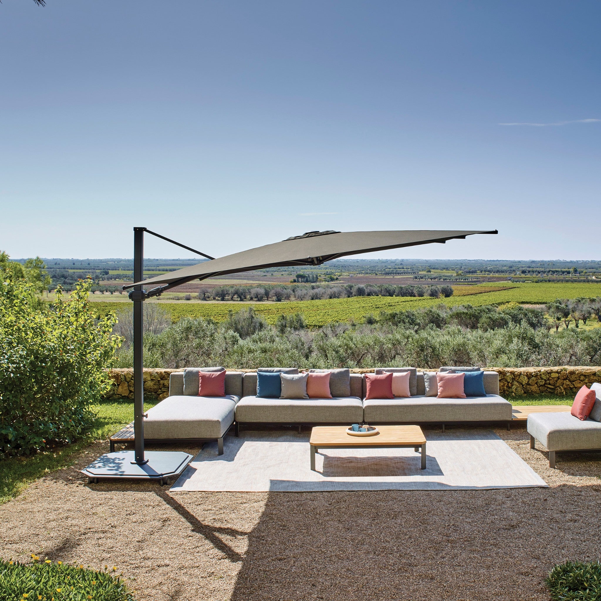 10' Square Aluminum Sidepost Tilt Umbrella