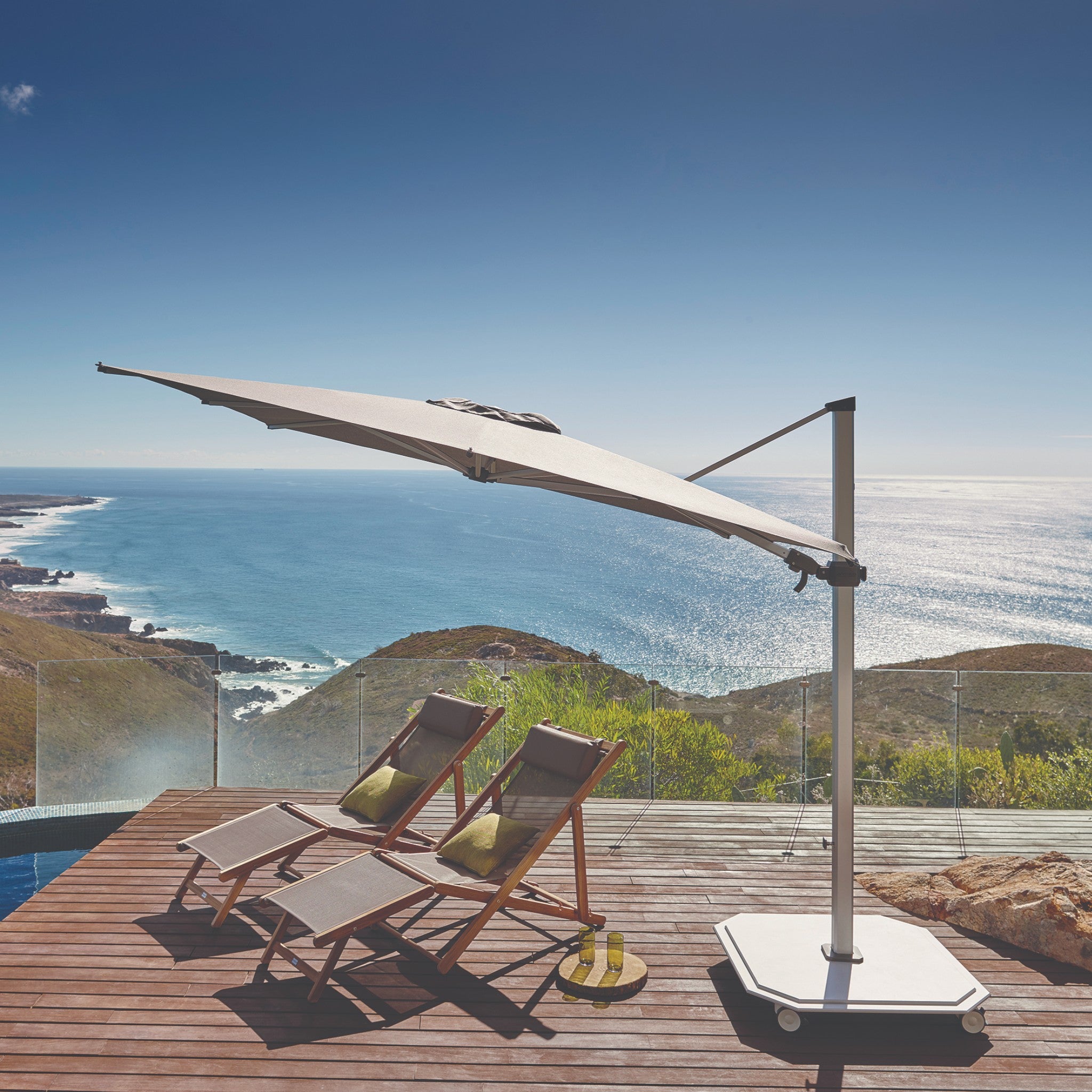 10' Square Aluminum Sidepost Tilt Umbrella