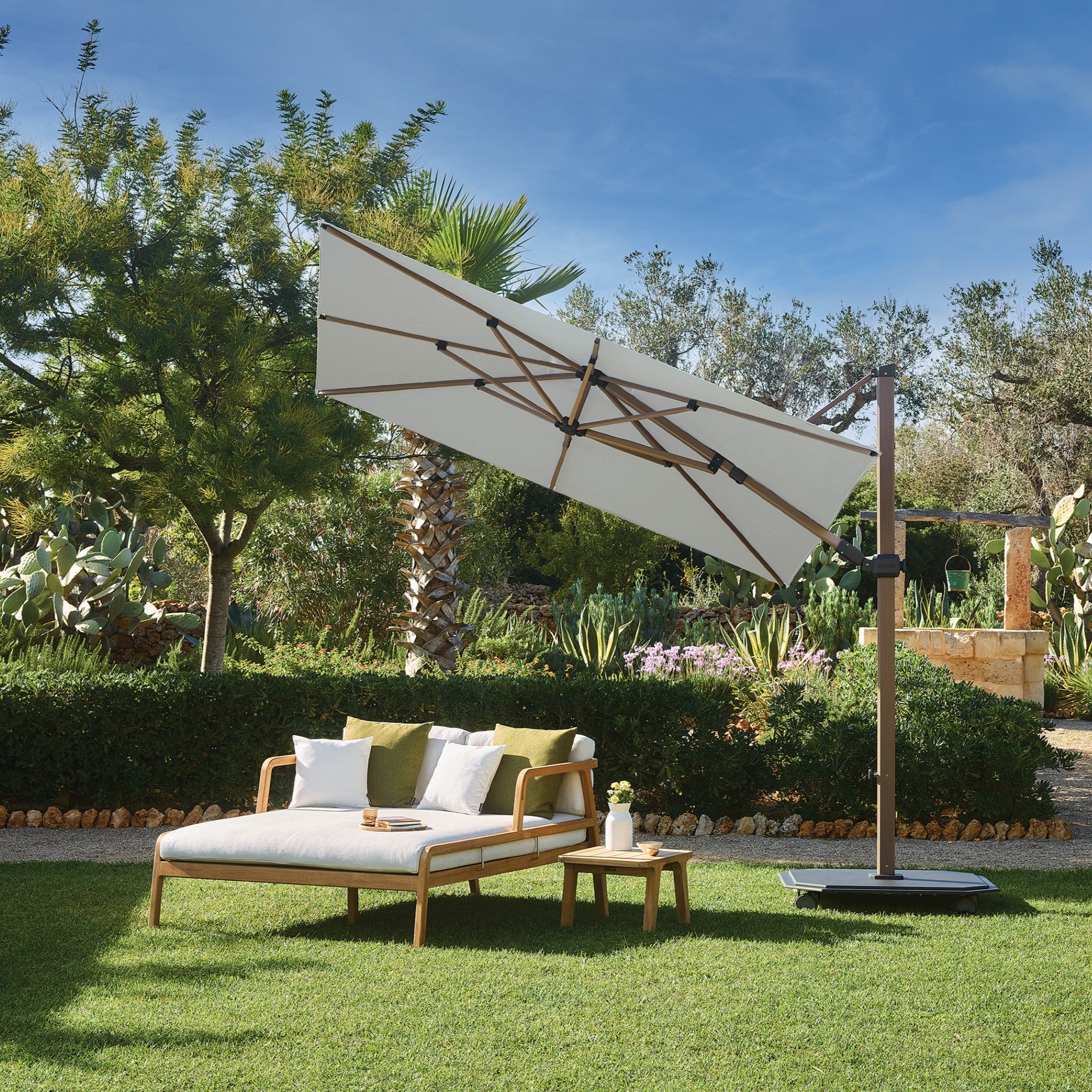 10' Square Aluminum Sidepost Tilt Umbrella