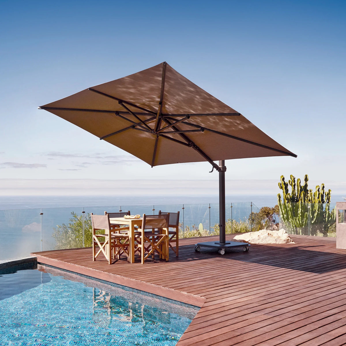 inclosed patio umbrella Jardinico 10' x 14' Rectangle Aluminum Sidepost Tilt Umbrella