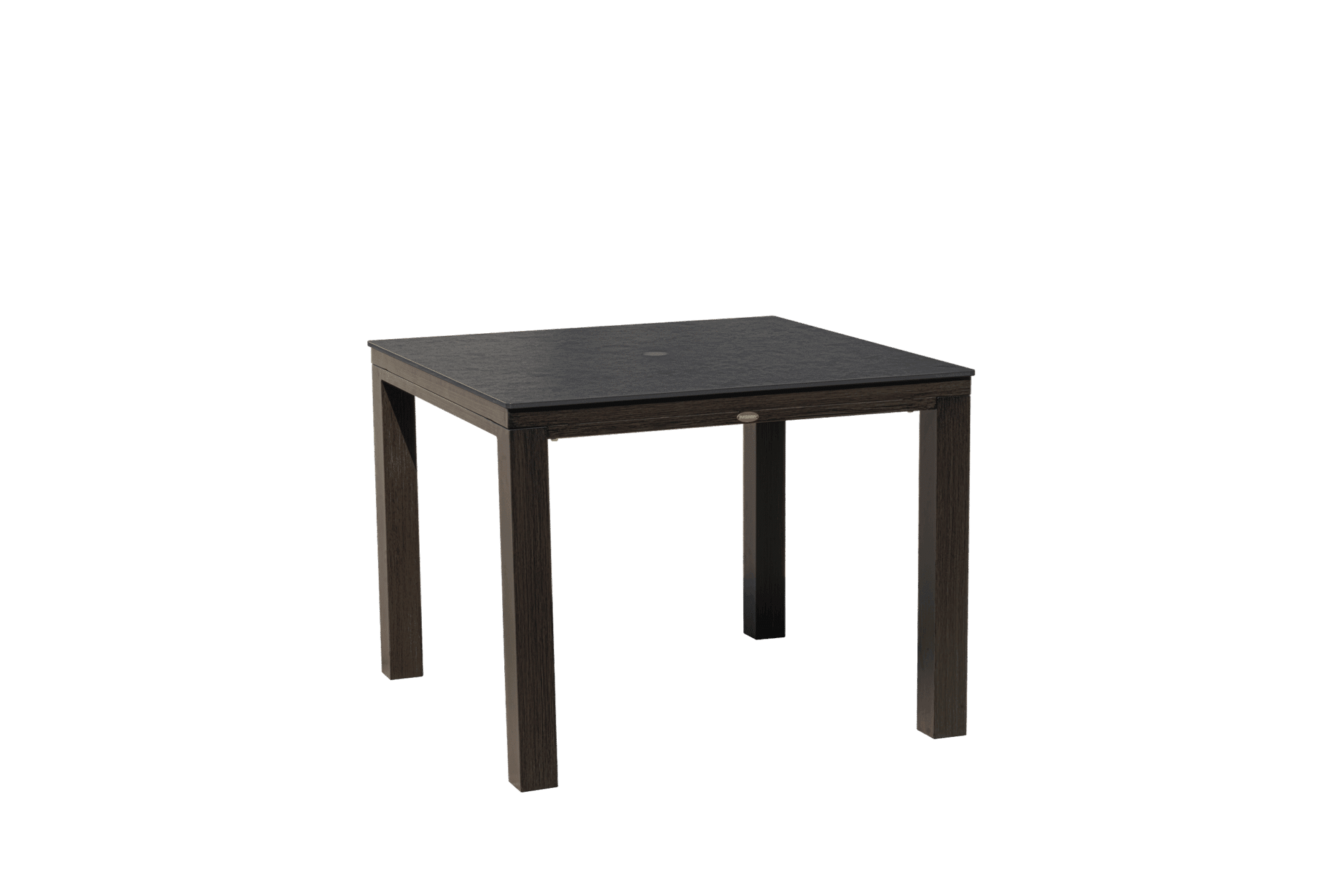 Marbella Laguna 39" Square Sintered Stone Dining Table with Umbrella Hole - Walnut/Rusty Umber