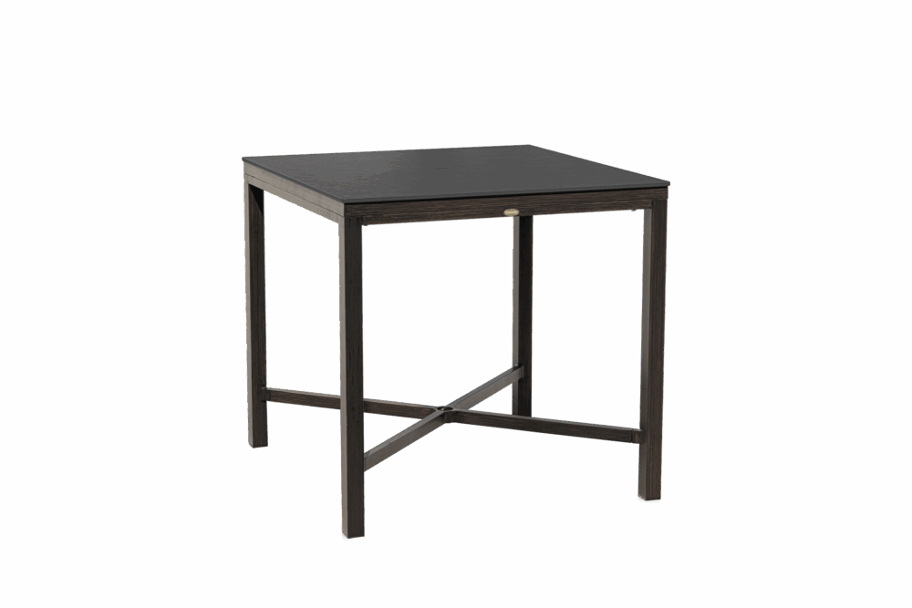 Laguna 39" Square Sintered Stone Counter Table with Umbrella Hole - Walnut/Rusty Umber