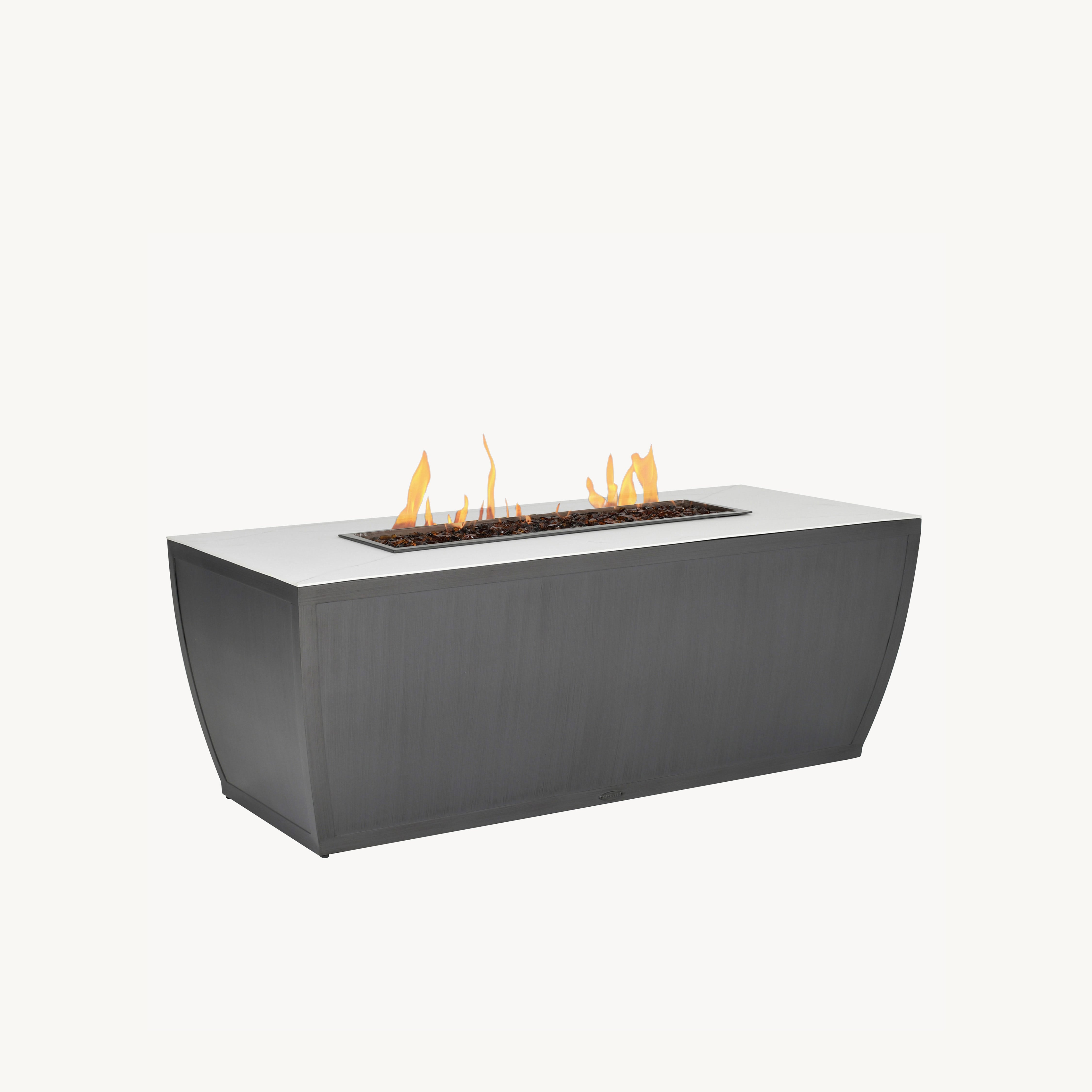 Largo 26" x 60" Rectangular Fire Pit Table (Smooth Aluminum Sides) A4RF2660WL by Castelle