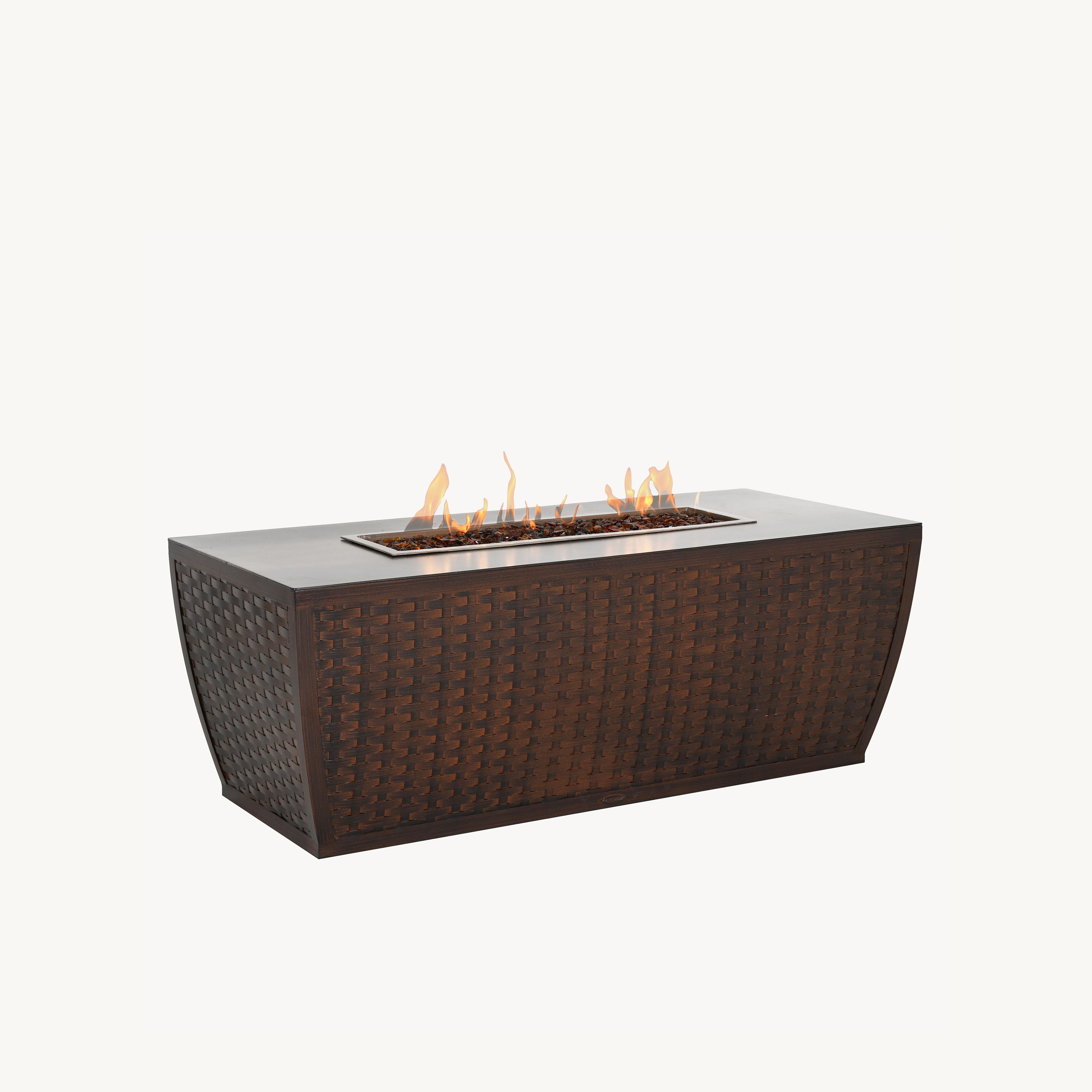 Largo 26" x 60" Rectangular Fire Pit Table (Woven Aluminum Sides) C4RF2660WL by Castelle