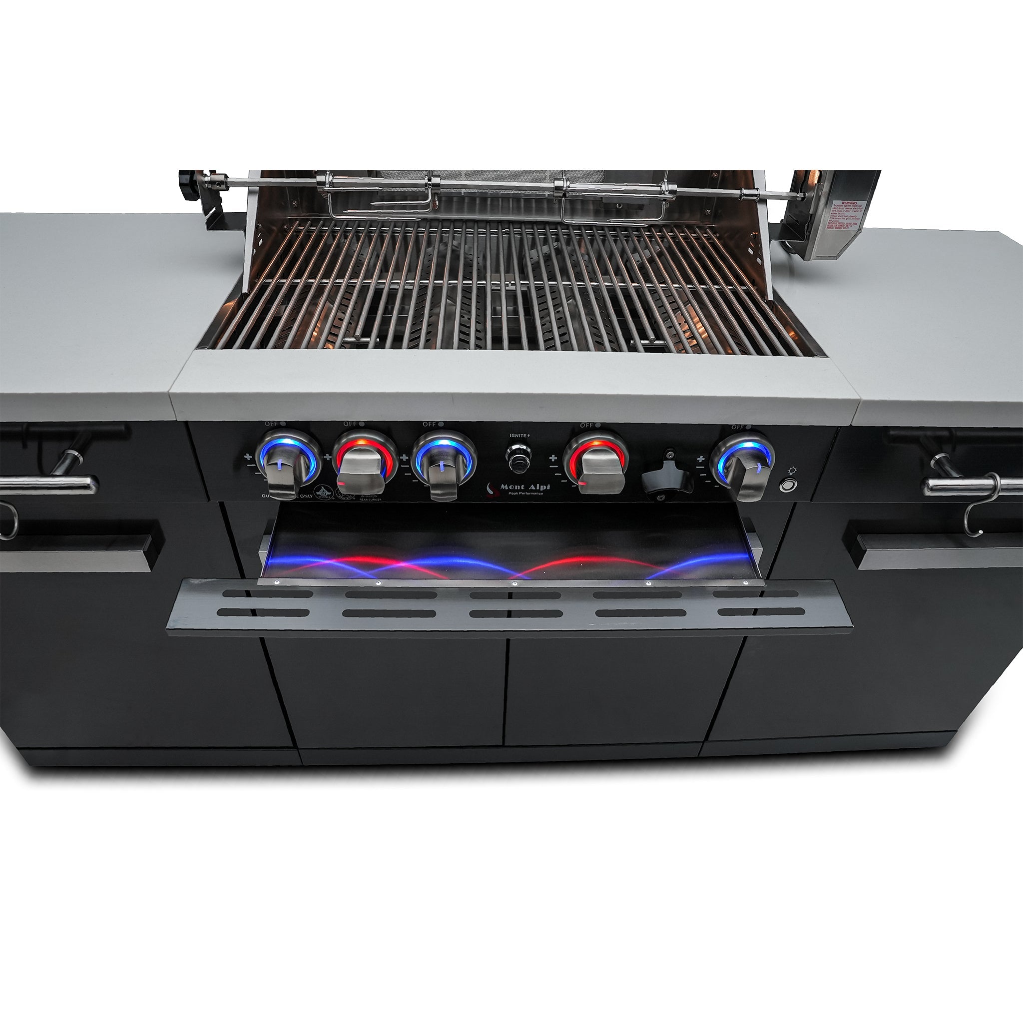 Compact 6 ft. Black Stainless Steel 5-Burner Outdoor Kitchen Island