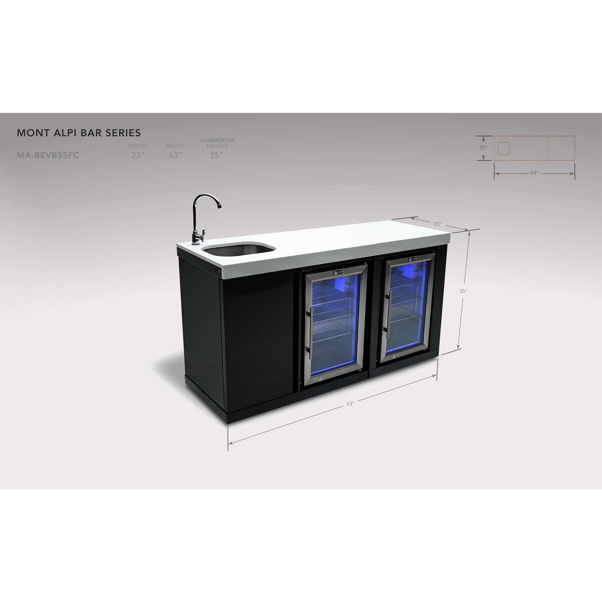 Black Stainless Steel Beverage Center and Fridge Cabinet