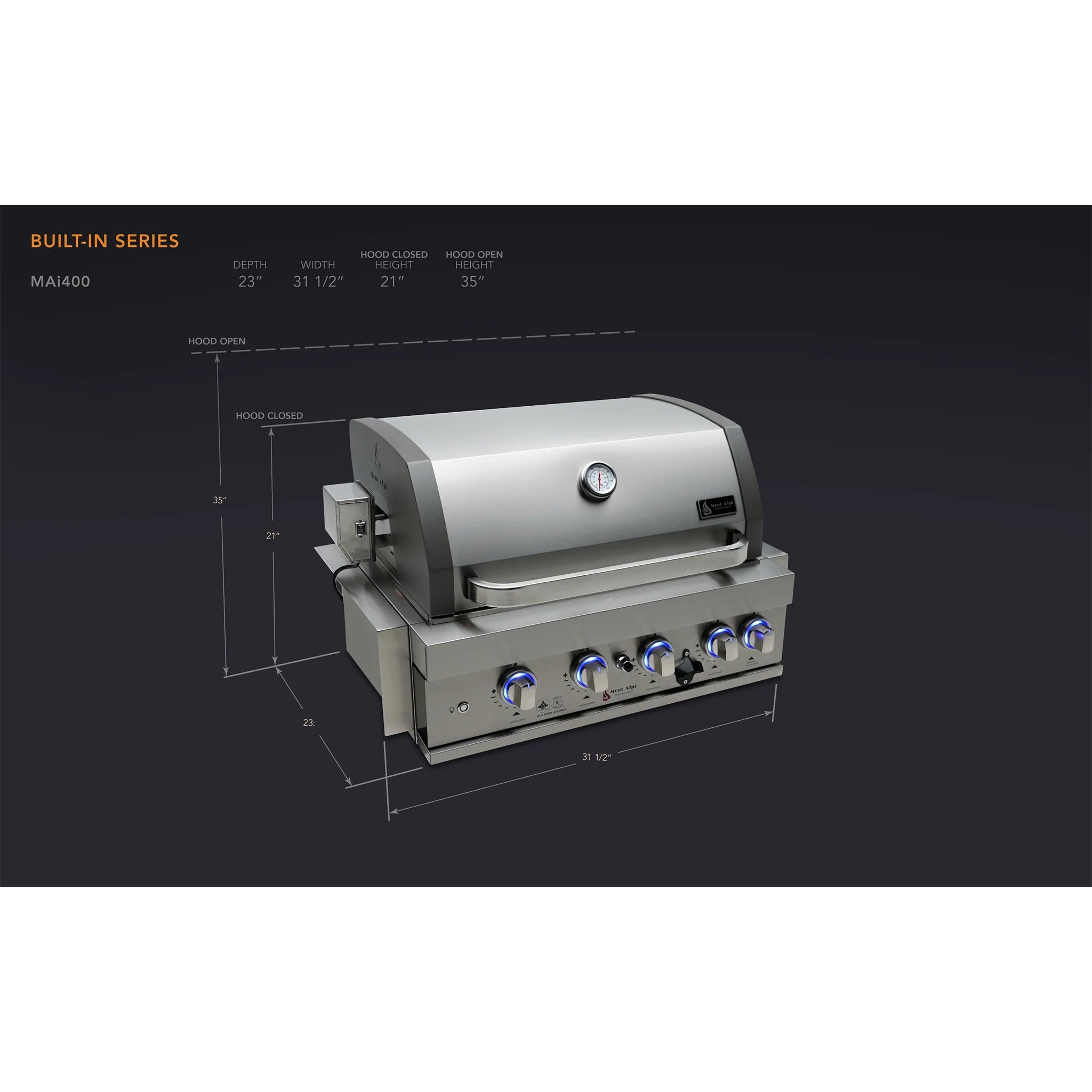 400 32" Stainless Steel 4-Burner Built-In Grill