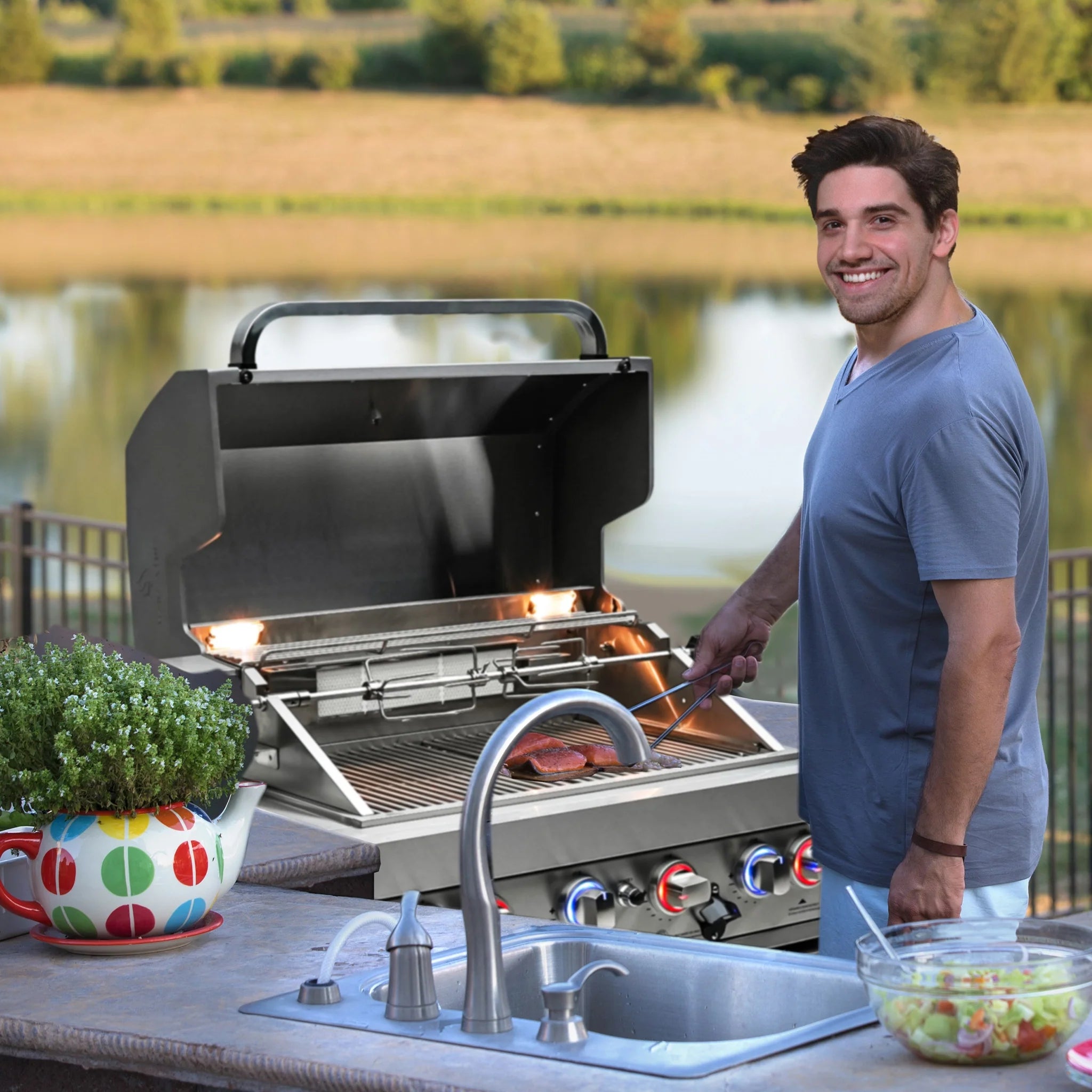 805 44" Stainless Steel 6-Burner Built-In Grill