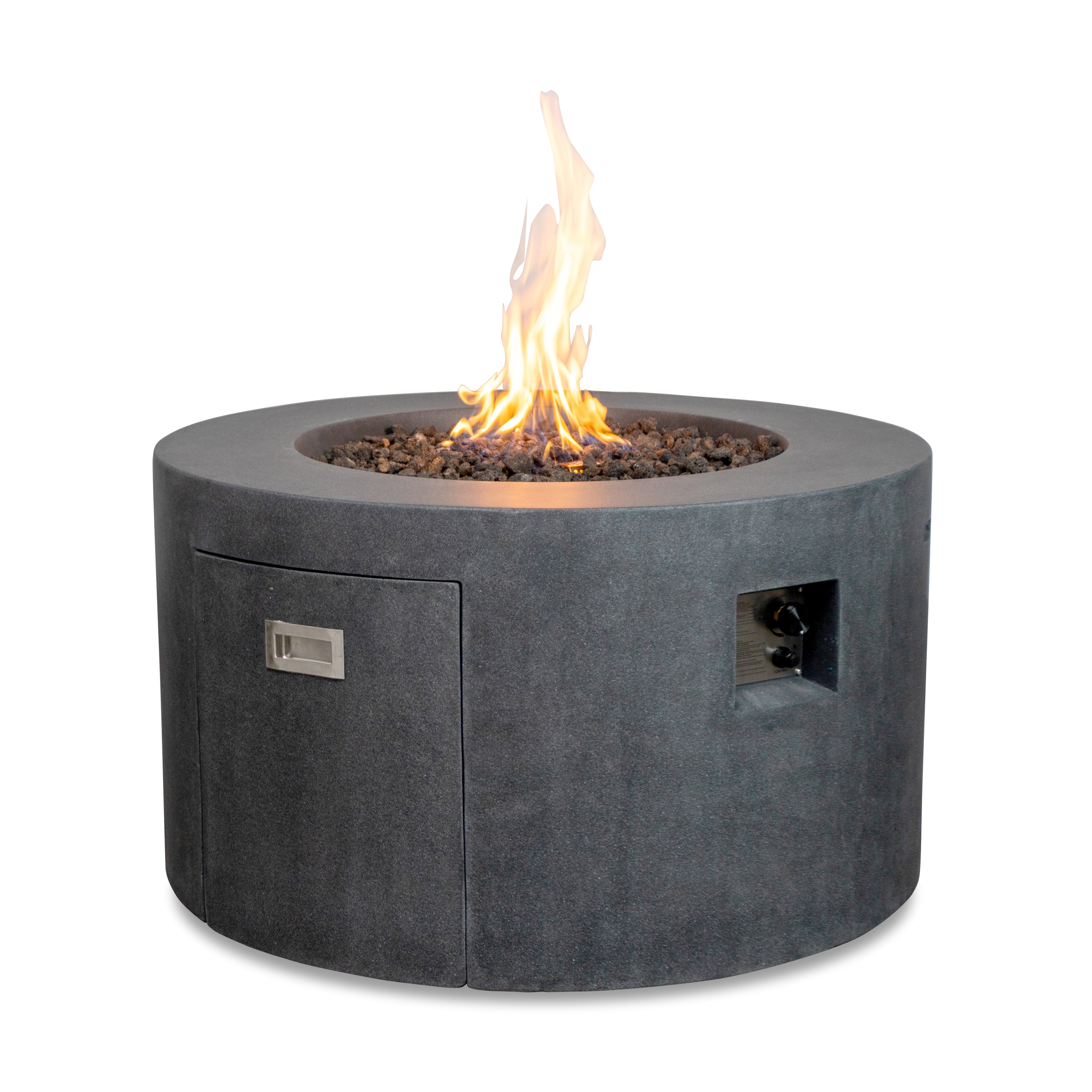 Beton 42" Round Concrete Propane Gas Fire Pit with Access Door#Finish_Graphite (GR)