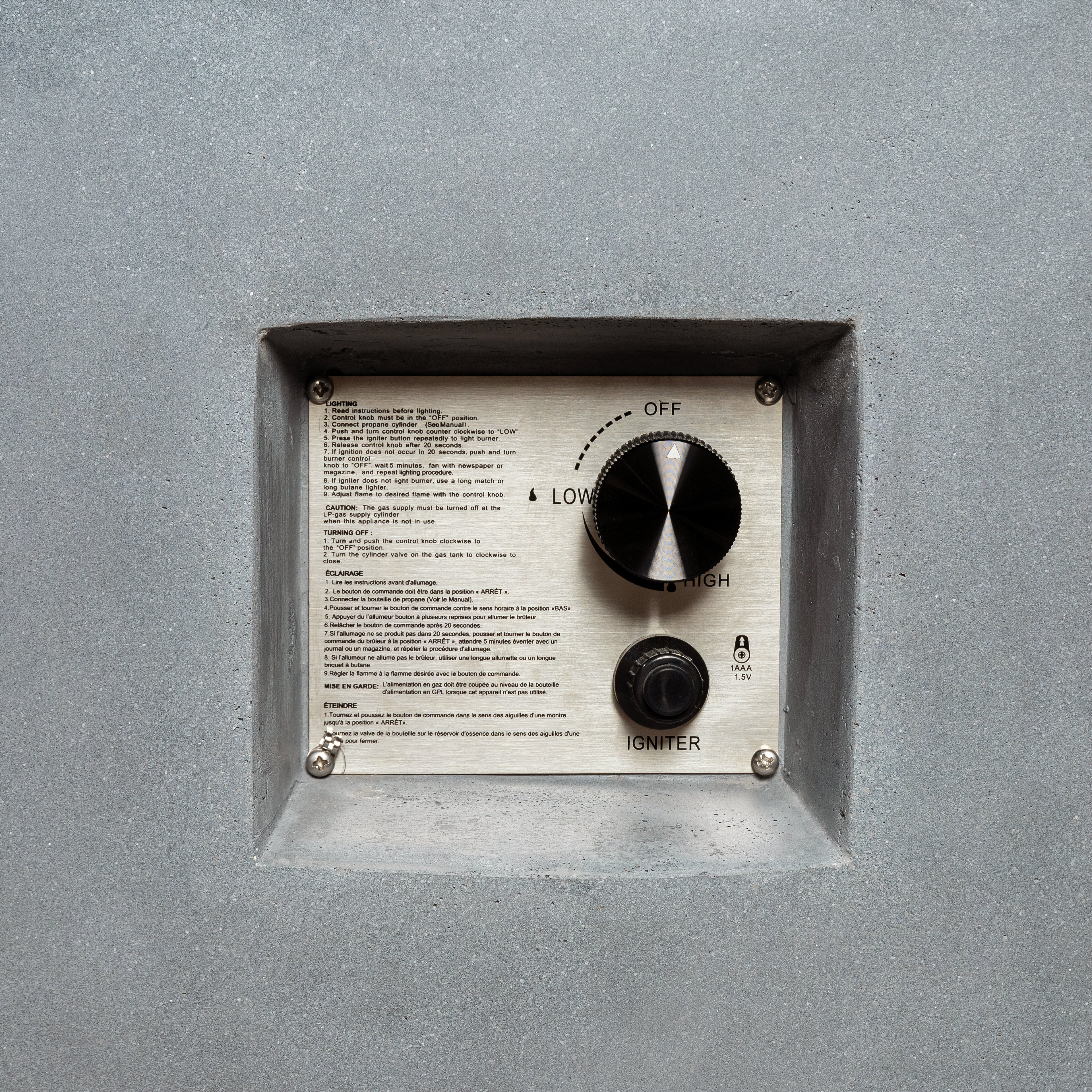 Beton 42" Round Concrete Propane Gas Fire Pit with Access Door#Finish_Natural Gray (GY)