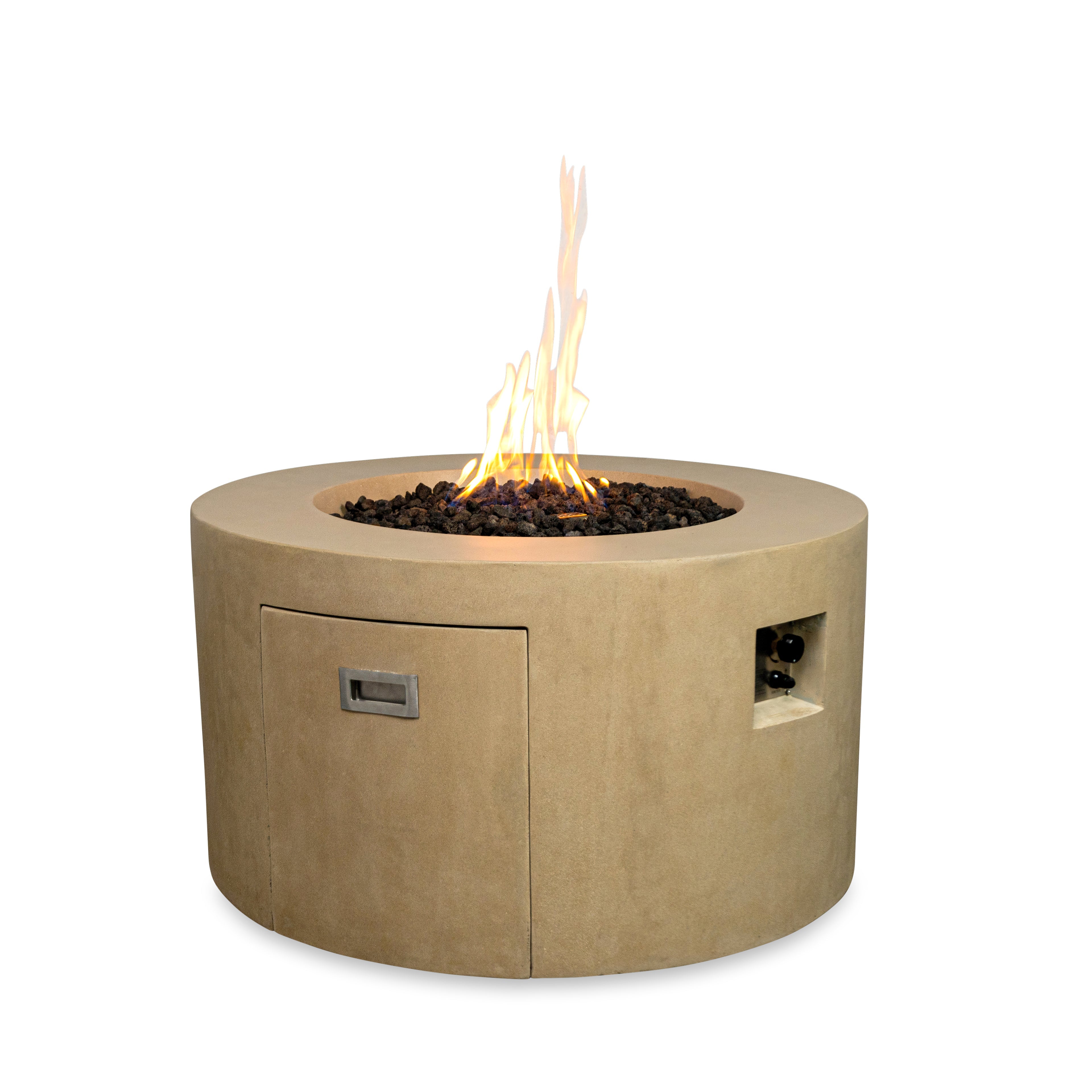 Beton 42" Round Concrete Propane Gas Fire Pit with Access Door#Finish_Sand (SD)