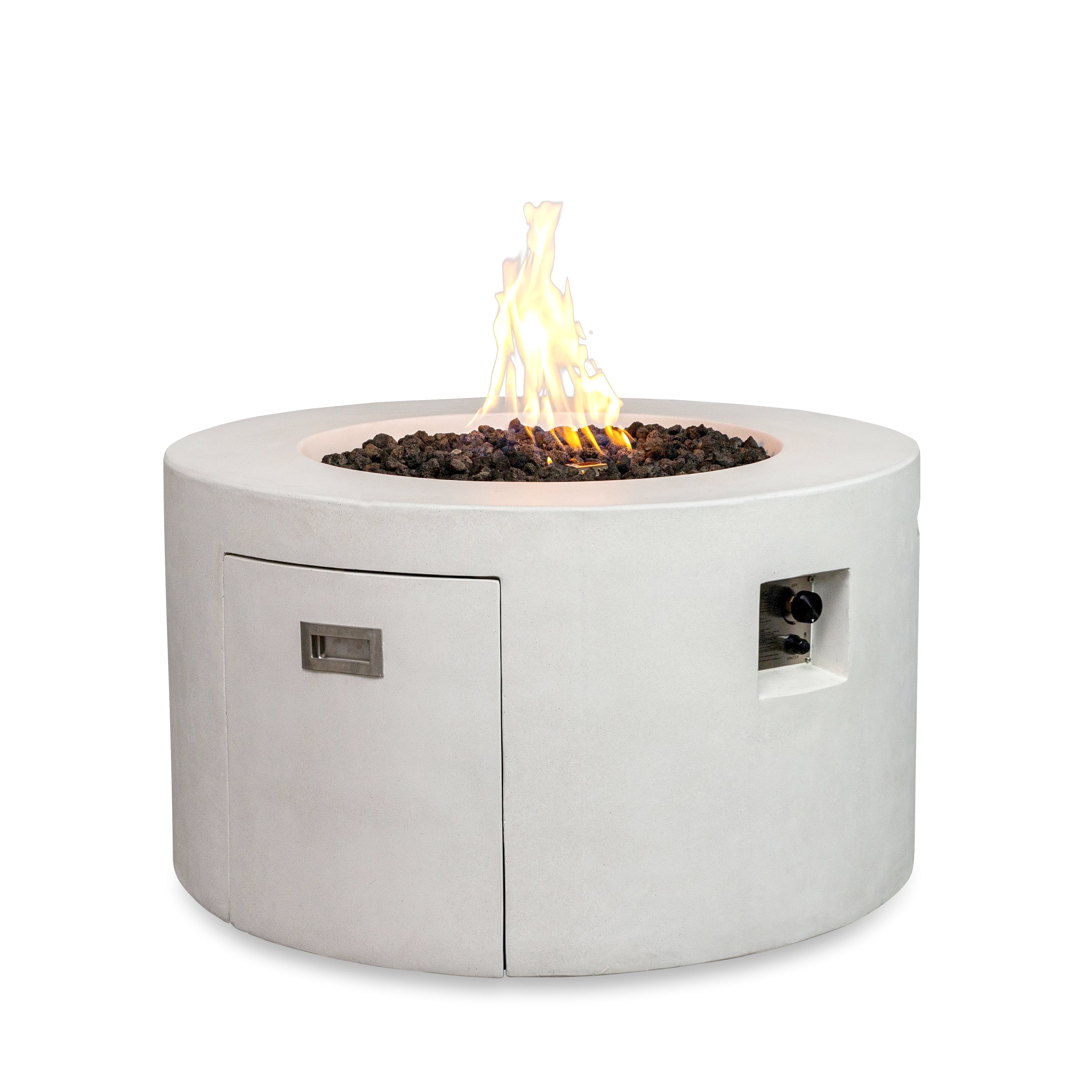 Beton 42" Round Concrete Propane Gas Fire Pit with Access Door#Finish_White (WT)
