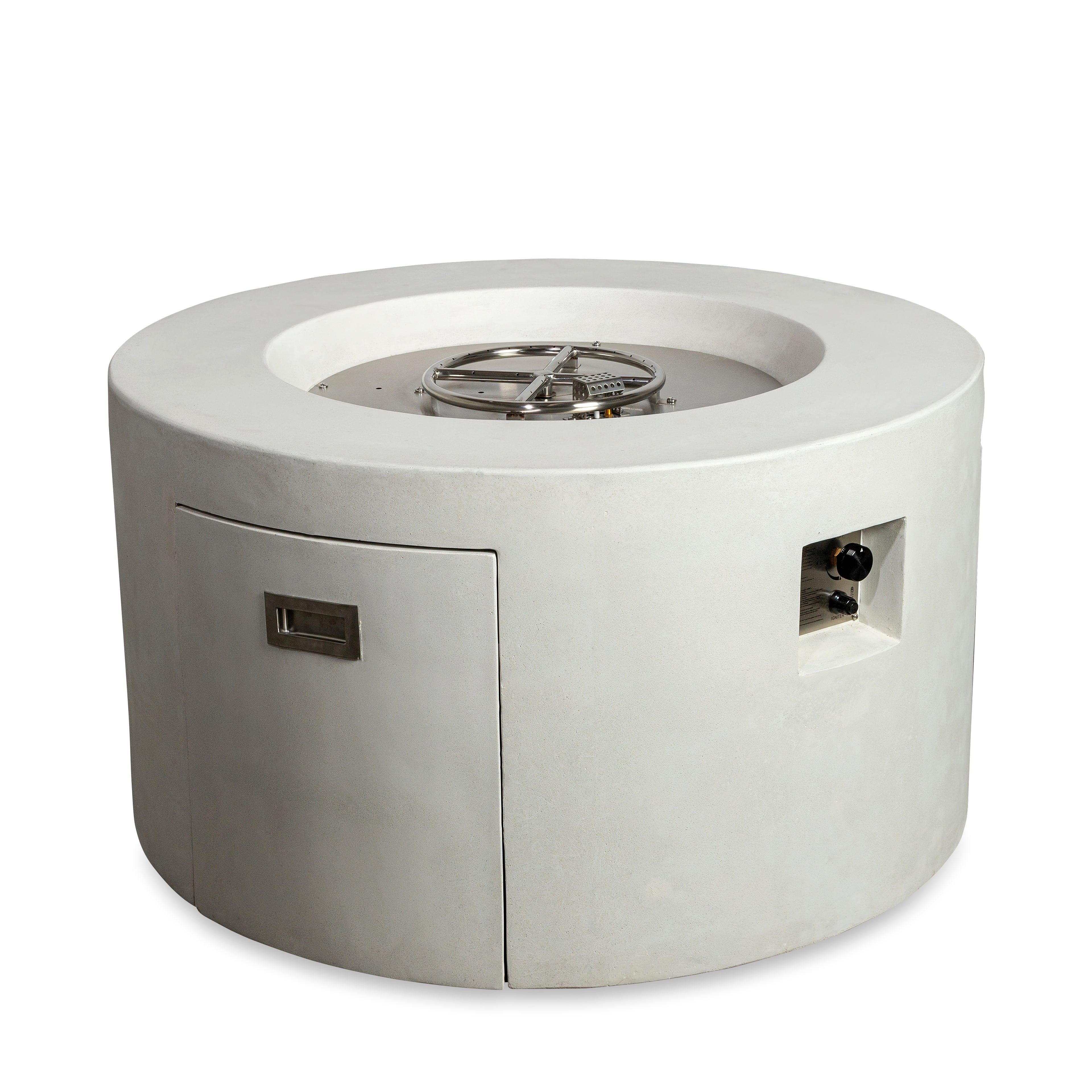 Beton 42" Round Concrete Propane Gas Fire Pit with Access Door#Finish_White (WT)