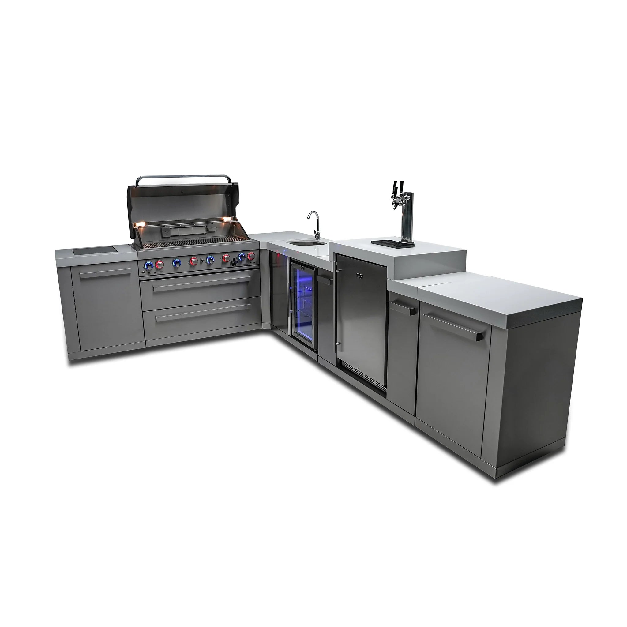 805 Original 8 ft. Stainless Steel 6-Burner Outdoor Kitchen Island with 90-Degree Corner