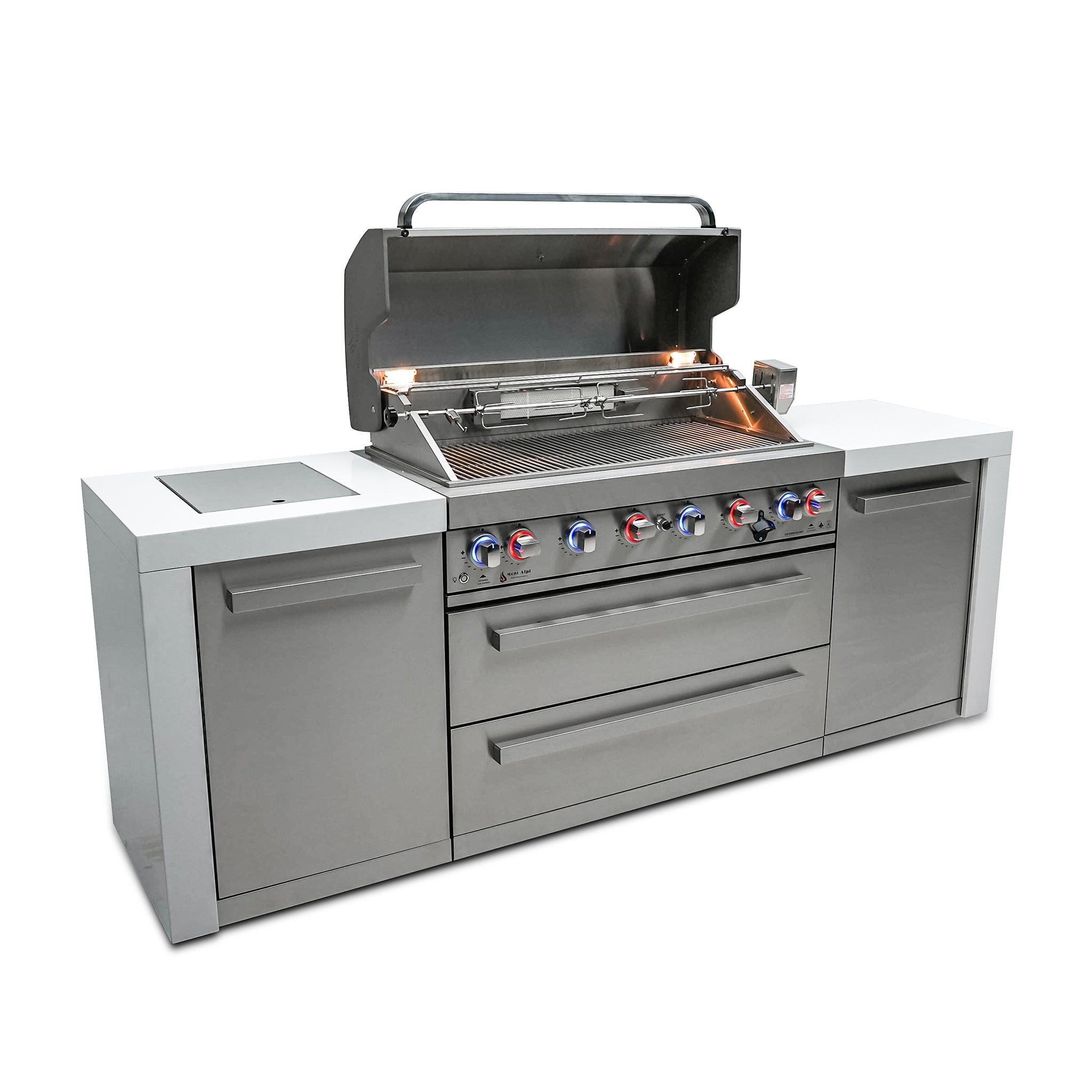 805 Deluxe 8 ft. Stainless Steel 6-Burner Outdoor Kitchen Island