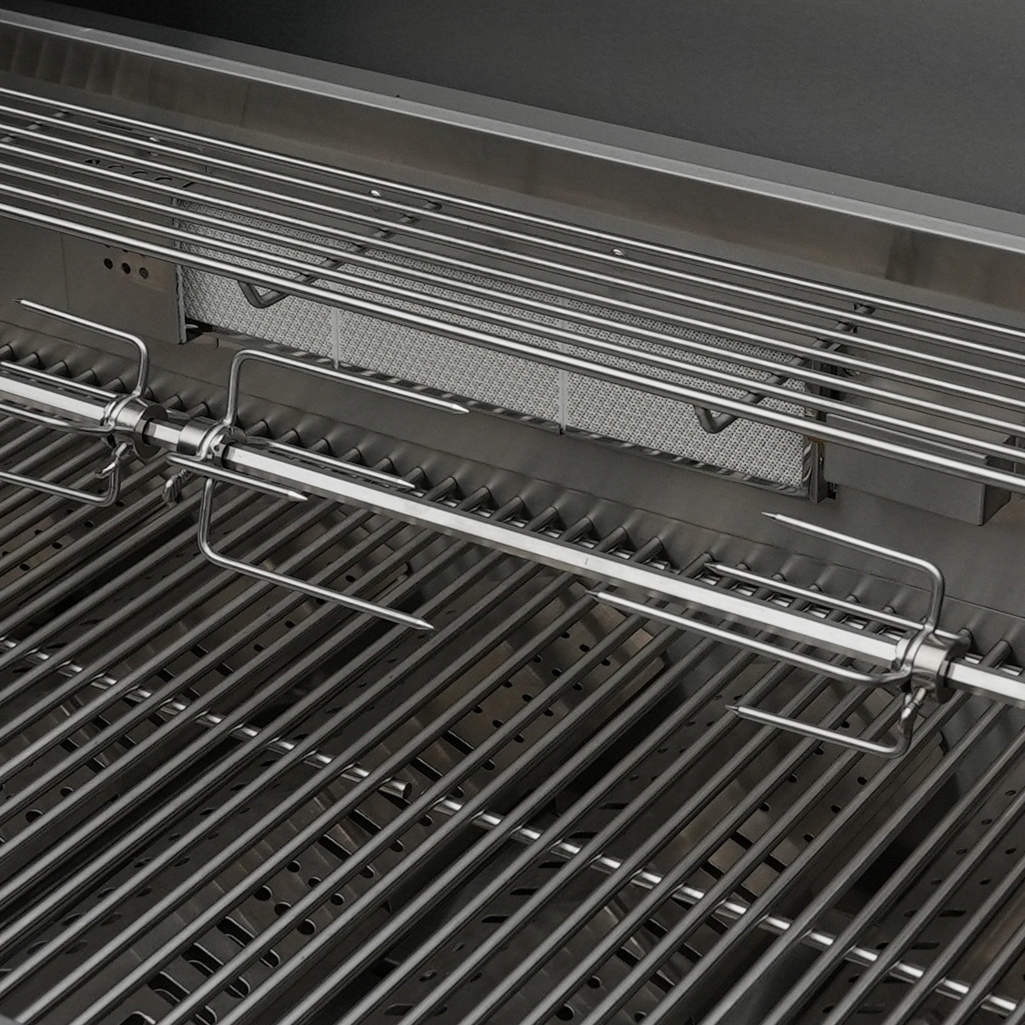 805 Deluxe 9.5 ft. Stainless Steel 6-Burner Outdoor Kitchen Island with 45 Degree Corners and Fridge Cabinet