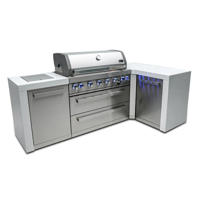 805 Deluxe Stainless Steel 6-Burner Outdoor Kitchen Island with 90-Degree Corner