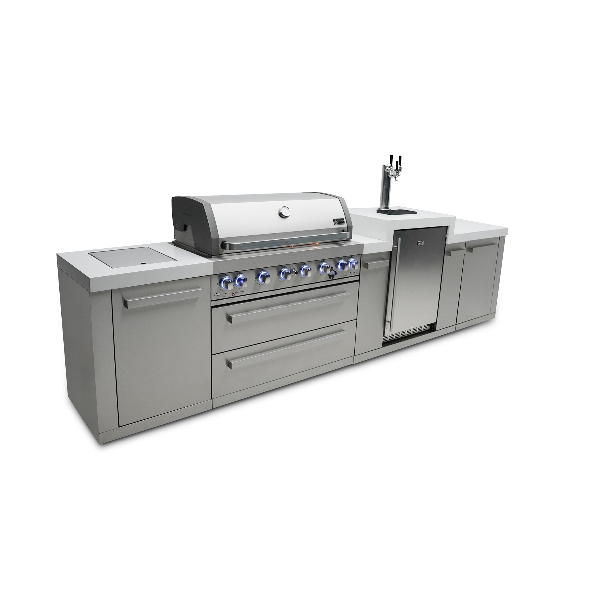 805 12 ft. Stainless Steel 6-Burner Outdoor Kitchen Island with Kegerator