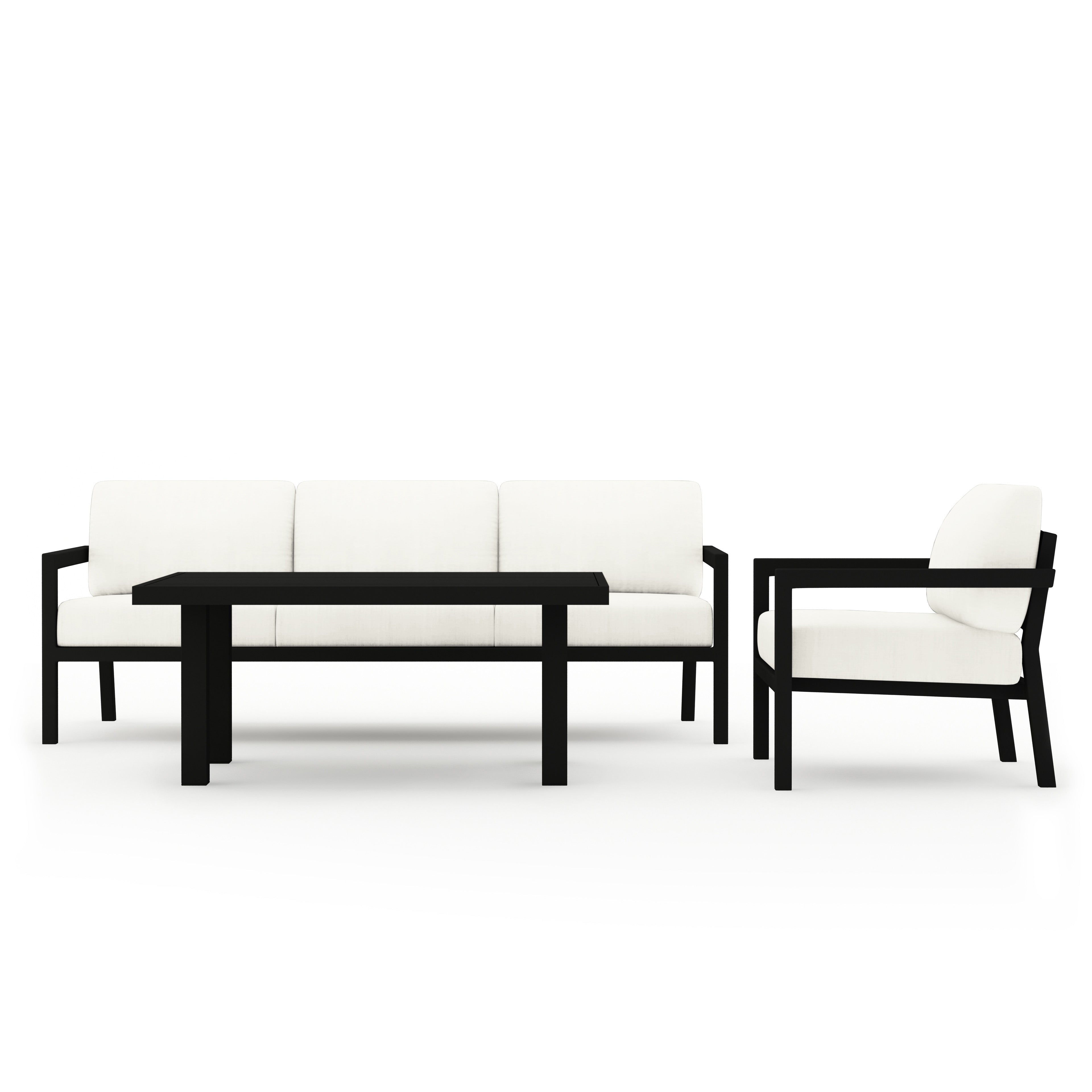 Pacifica Classic 3 Piece Sofa Set#Finish_Black#Fabric_Canvas Natural