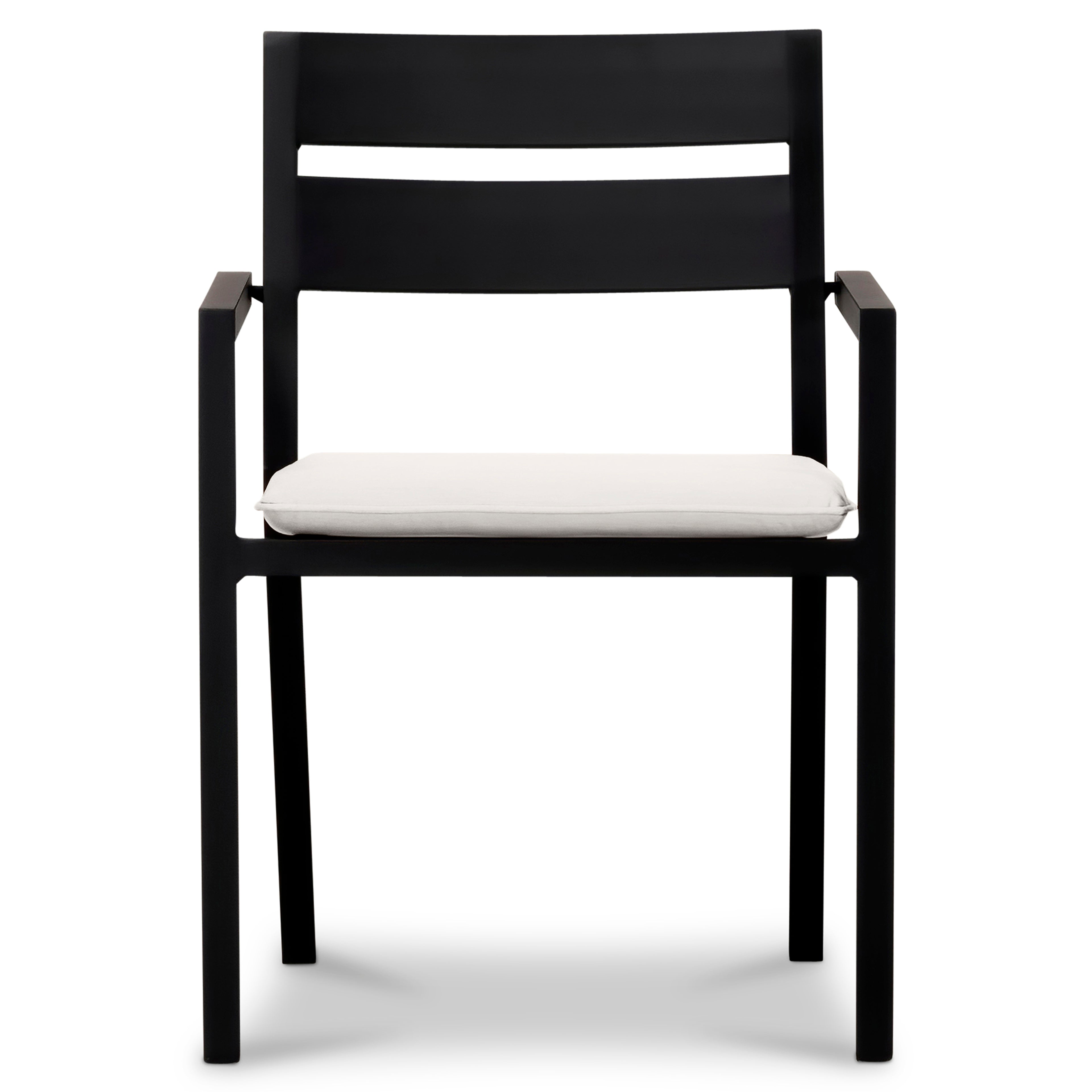 Pacifica Classic 6 Seat Rectangular Dining Set#Finish_Black#Fabric_Canvas Natural