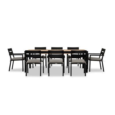 Pacifica Communal 8 Seat Aluminum Extendable Reclaimed Teak Dining Set