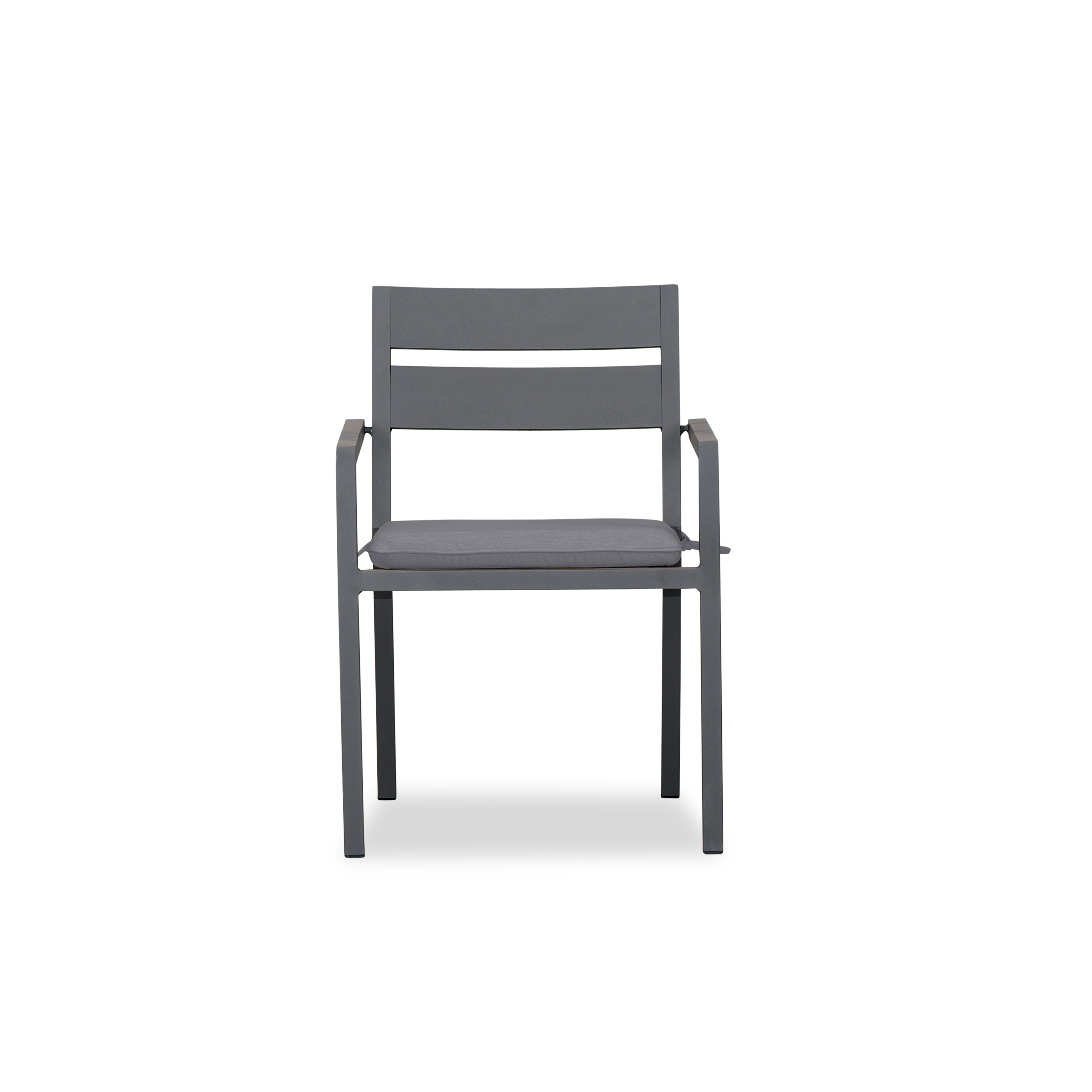 Pacifica Classic 6 Seat Rectangular Dining Set#Finish_Slate#Fabric_Canvas Charcoal