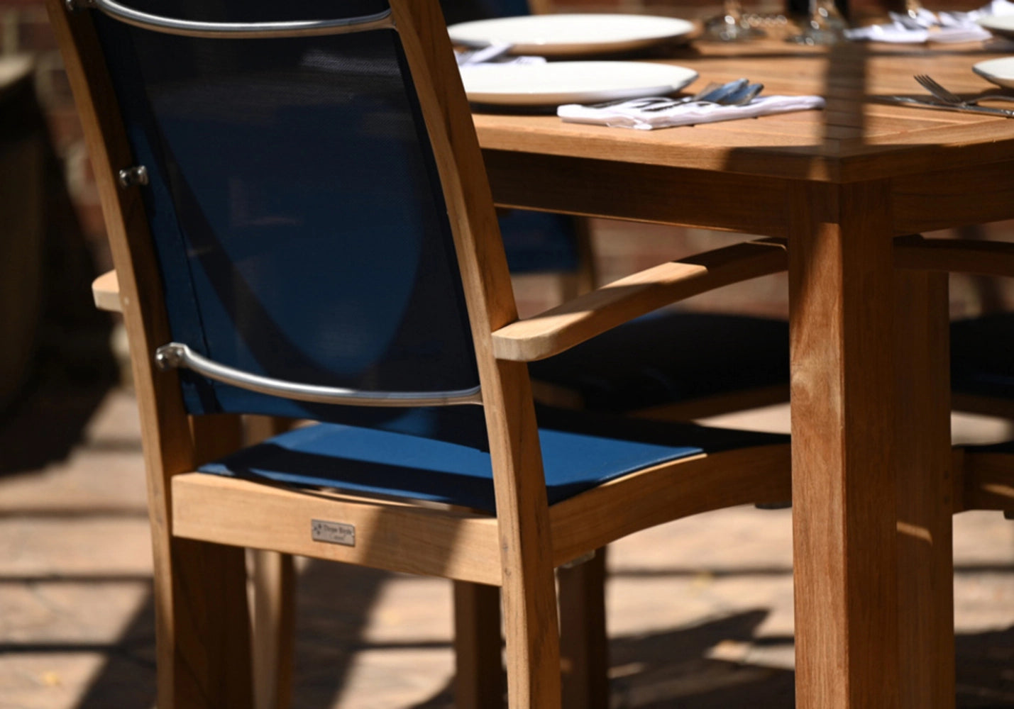 Riviera Stacking Sling Dining Arm Chair view 8
