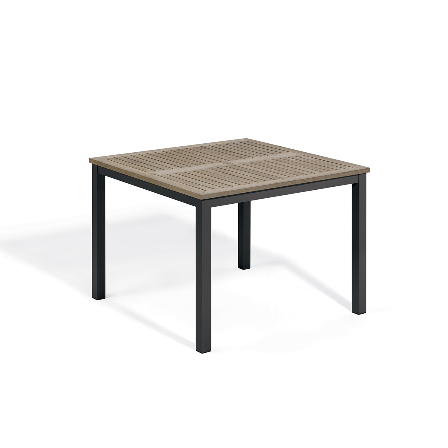 Travira 39" Square Dining Table — Carbon frame, Vintage Tekwood top