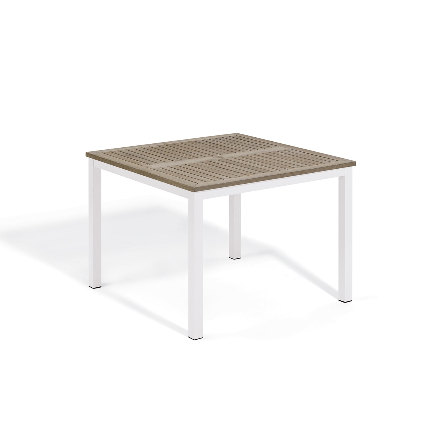 Travira 39" Square Dining Table — Chalk frame, Vintage Tekwood top