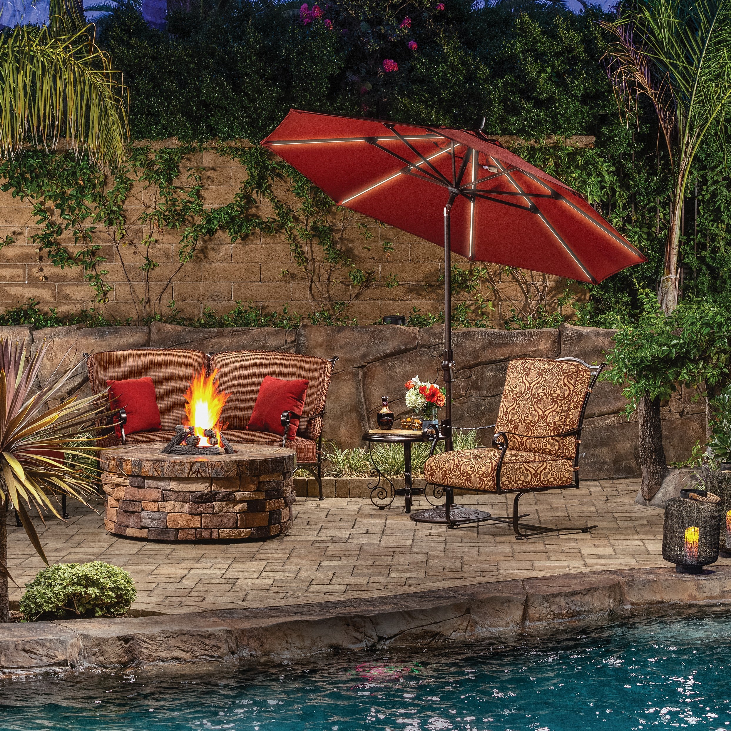 9' Octagon Aluminum Starlux Collar Tilt Market Umbrella