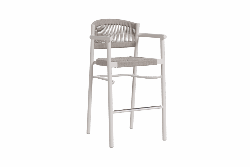 Naples Bar Chair with Arm - Oat Milk/White