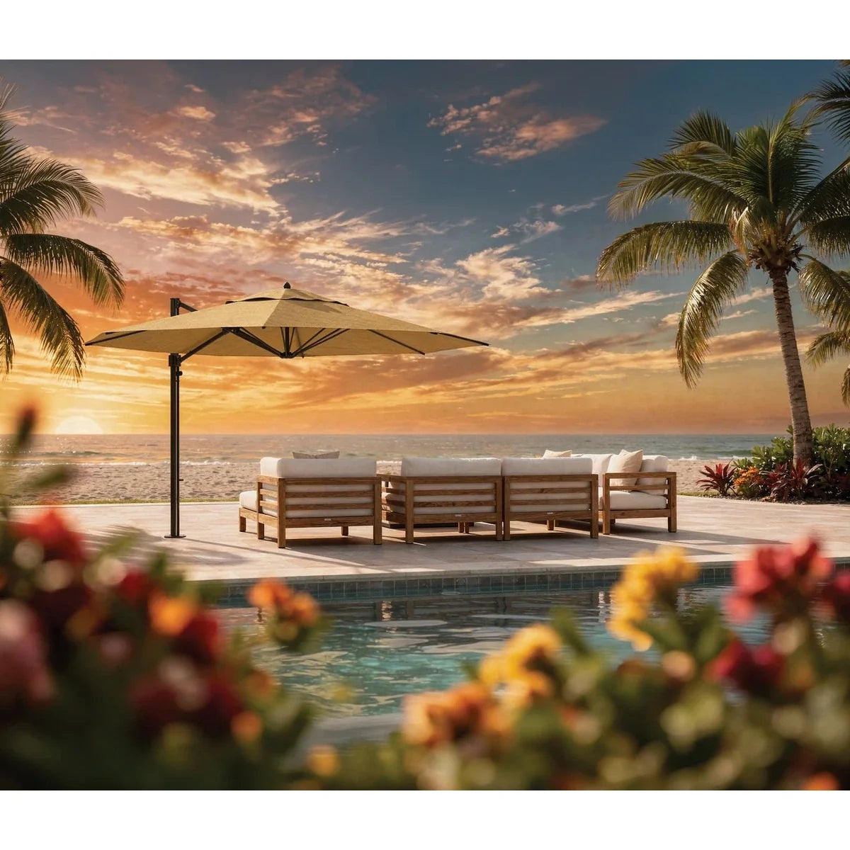 Aurora 13' Octagon Fiberglass Cantilever Umbrella 2