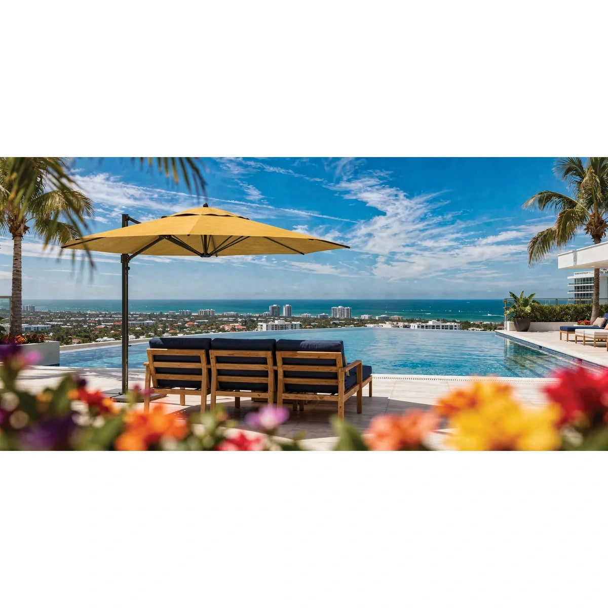 Aurora 13' Octagon Fiberglass Cantilever Umbrella 6