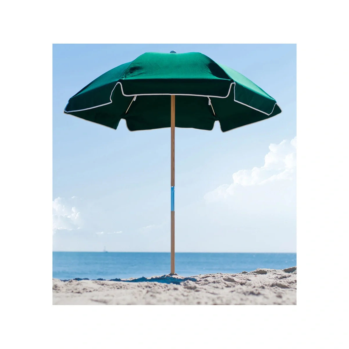 Avalon Wood 6.5' Manual Lift Hexagon Beach Umbrella w/ Fiberglass Ribs 2