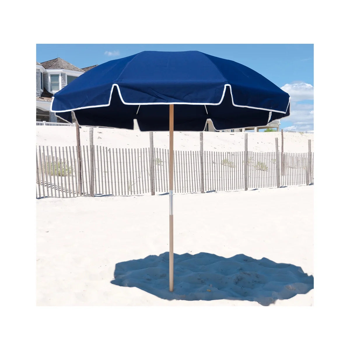 Avalon Wood 7.5' Manual Lift Octagon Beach Umbrella w/ Fiberglass Ribs 13