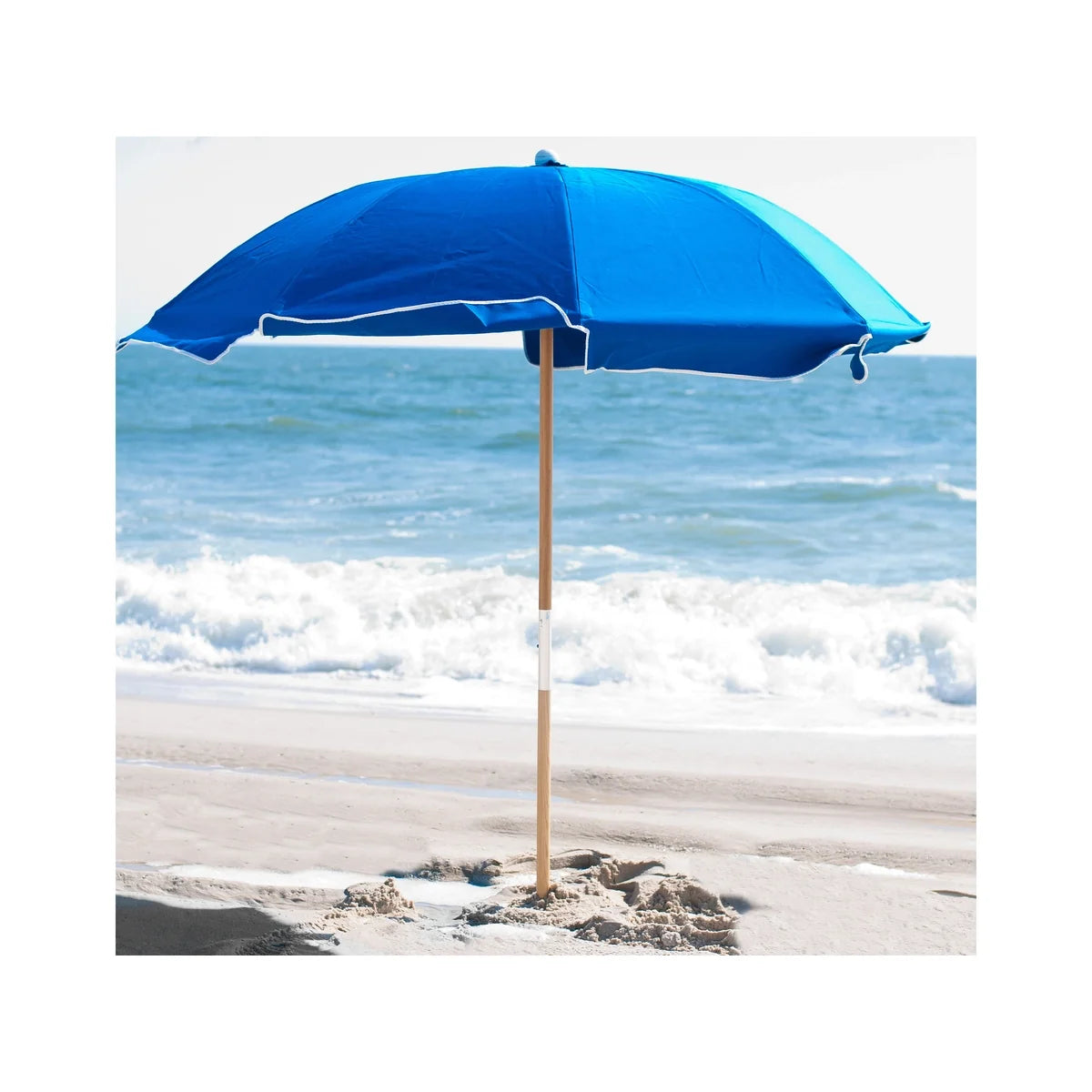 Avalon Wood 7.5' Manual Lift Octagon Beach Umbrella w/ Fiberglass Ribs 14