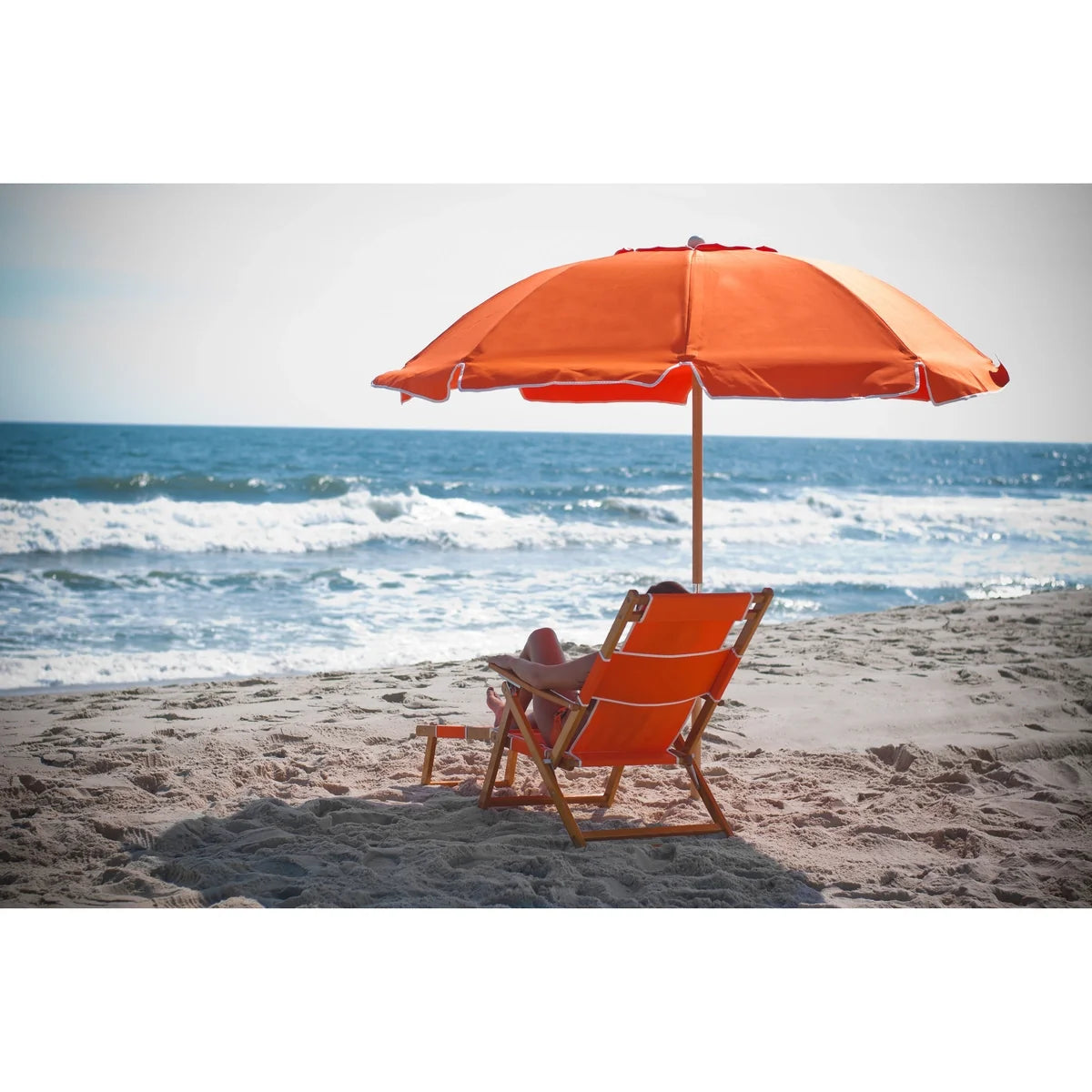Avalon Wood 7.5' Manual Lift Octagon Beach Umbrella w/ Fiberglass Ribs 4