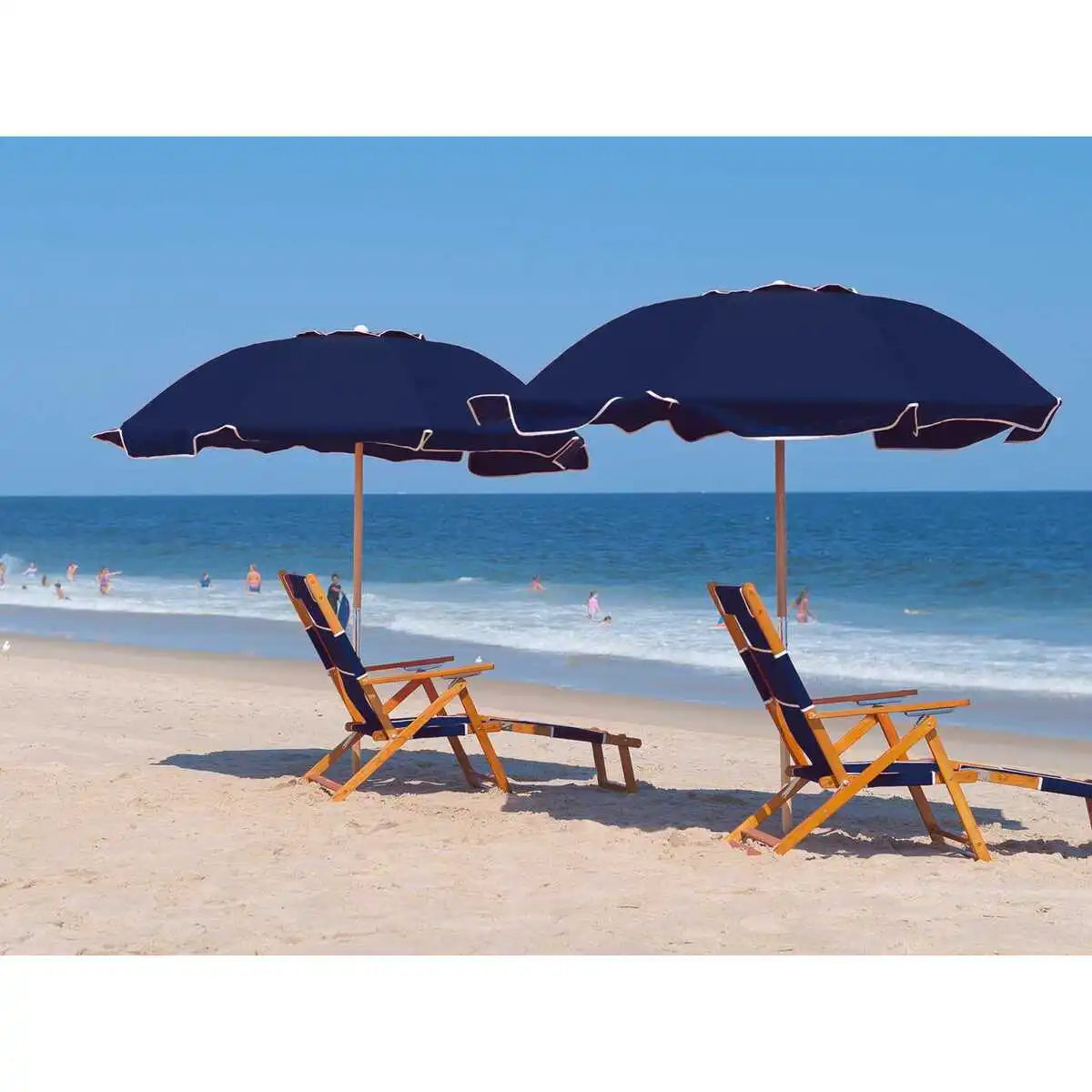 Avalon Wood 7.5' Manual Lift Octagon Beach Umbrella w/ Fiberglass Ribs 6