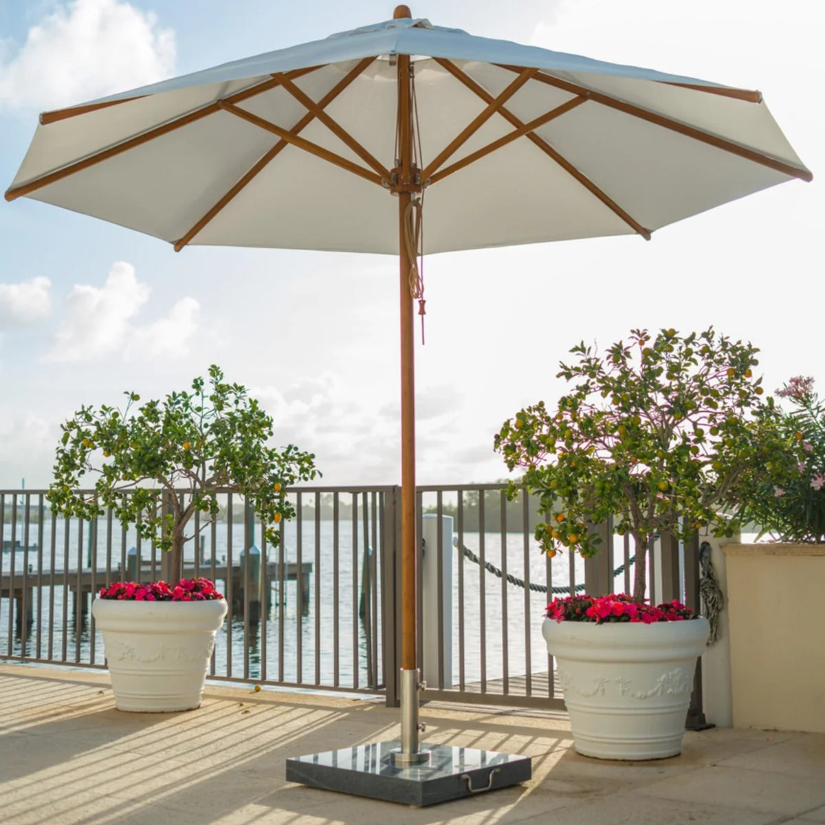Levante 10' Round Bamboo Market Umbrella 16