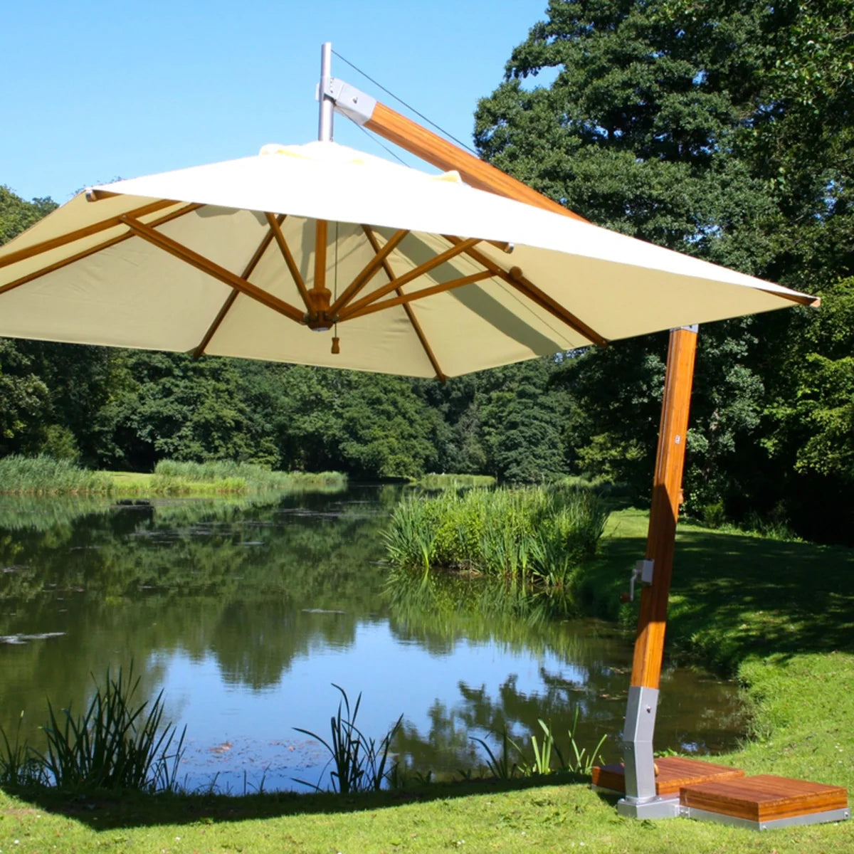 Levante 10' x 13' Rectangular Bamboo Cantilever Umbrella 14
