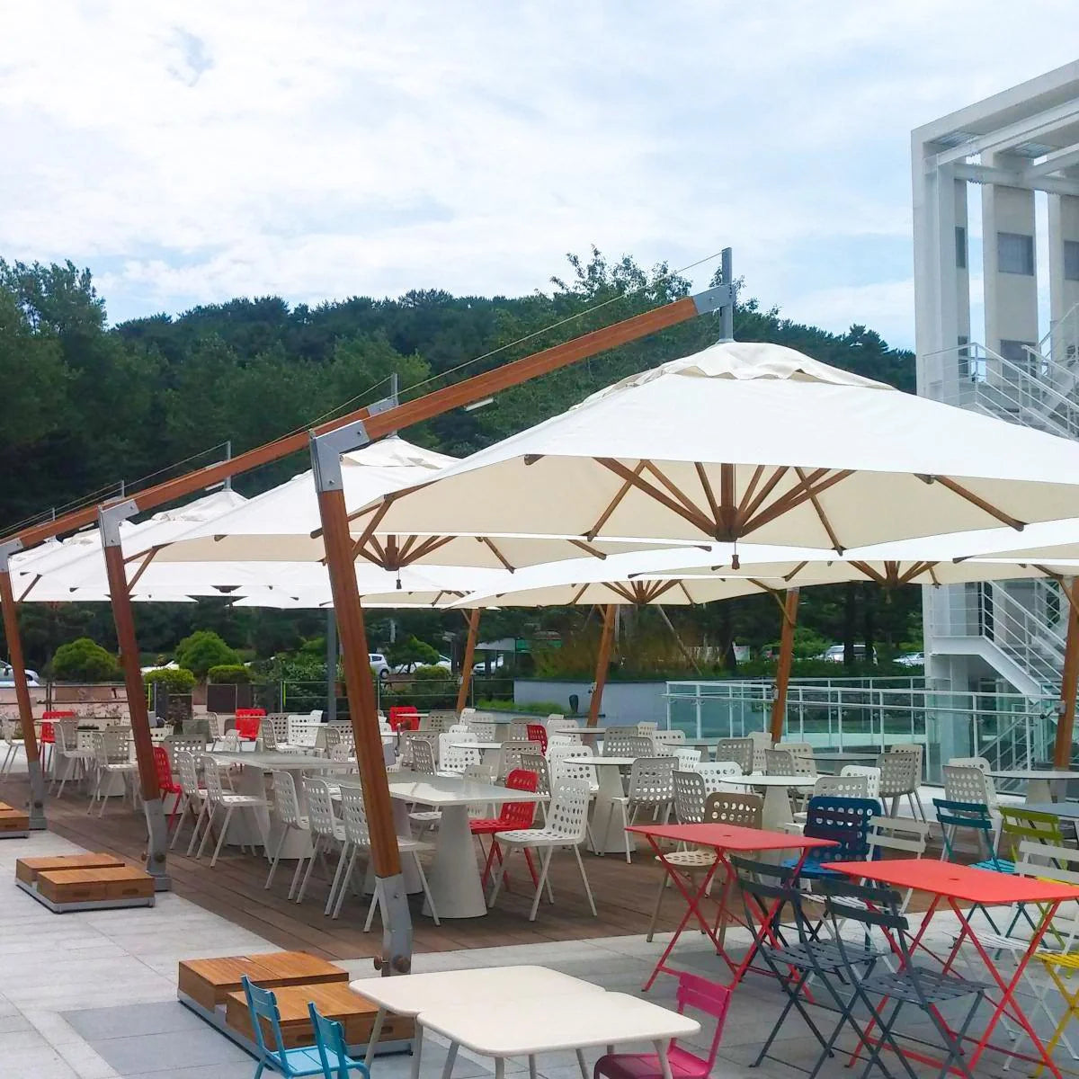 Levante 11' Square Bamboo Cantilever Umbrella 12