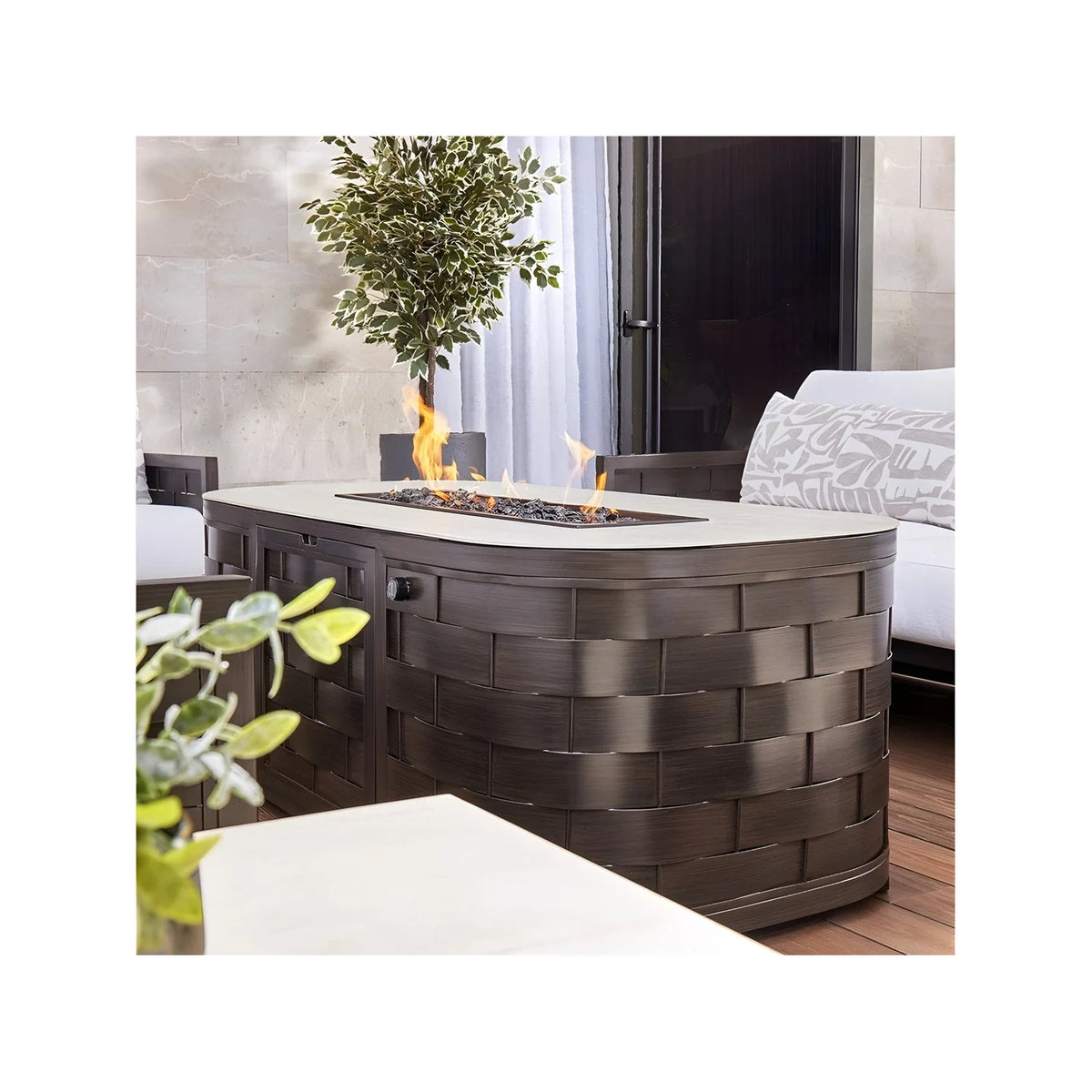 Biscayne 30" x 60" Oval Fire Pit Table 1