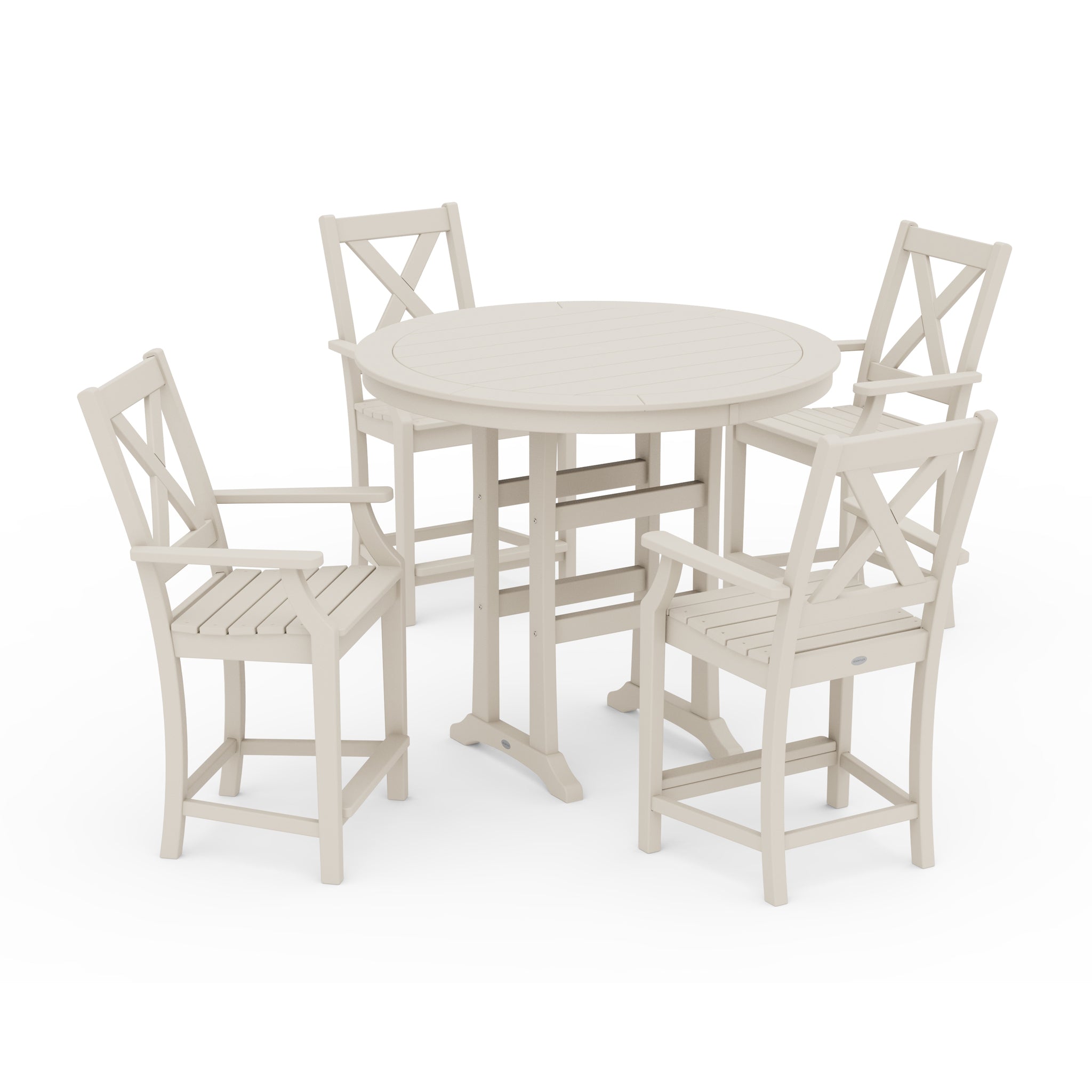 Braxton 5-Piece Nautical Trestle Arm Chair Counter Set 5