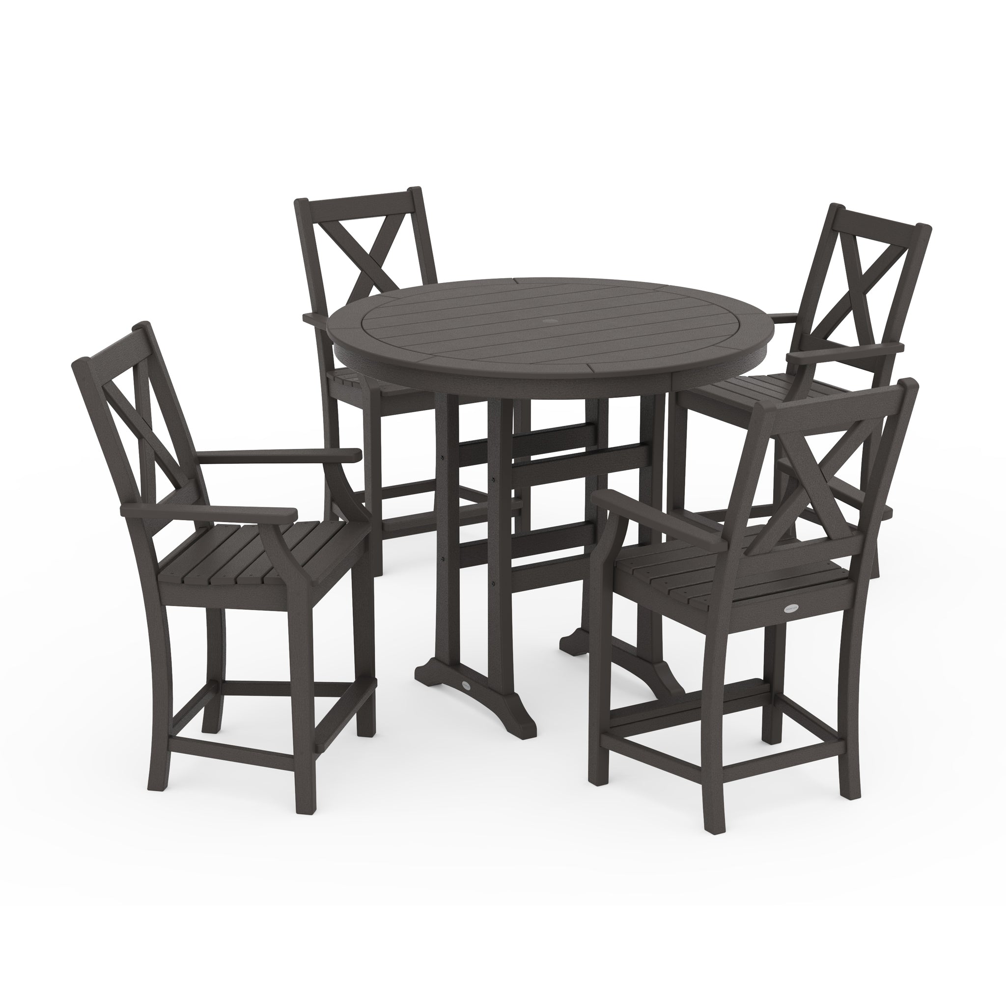 Braxton 5-Piece Nautical Trestle Arm Chair Counter Set 7