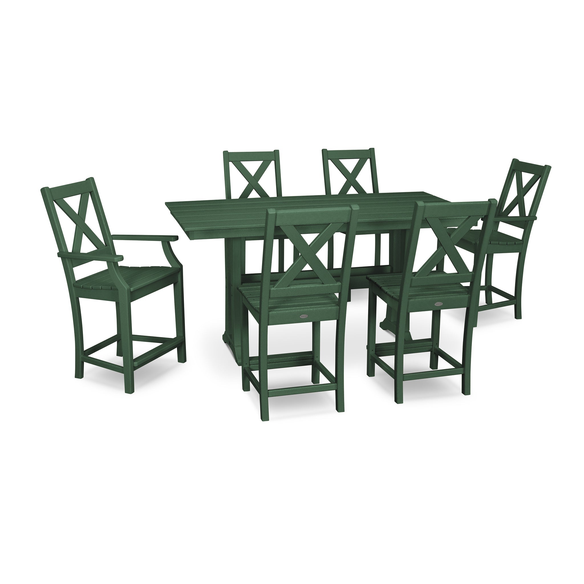 Braxton 7-Piece Farmhouse Trestle Counter Set 2