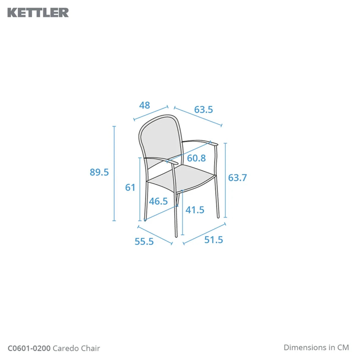 Caredo Wrought Iron Stackable Arm Chair